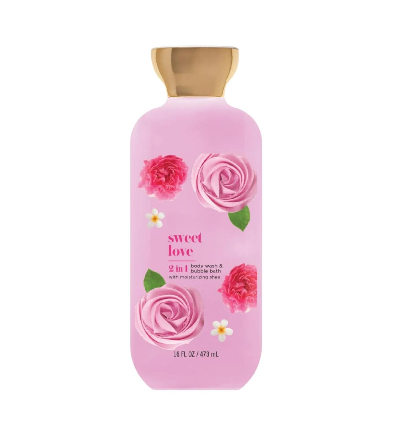 2-in-1 Body Wash and Bubble Bath Sweet Love Scent 16 fl oz | Moisturizing Daily Shower Gel & Relaxing Bath Foam for Women and Men Gentle Cleansing Formula - Buy Online on GoSupps.com
