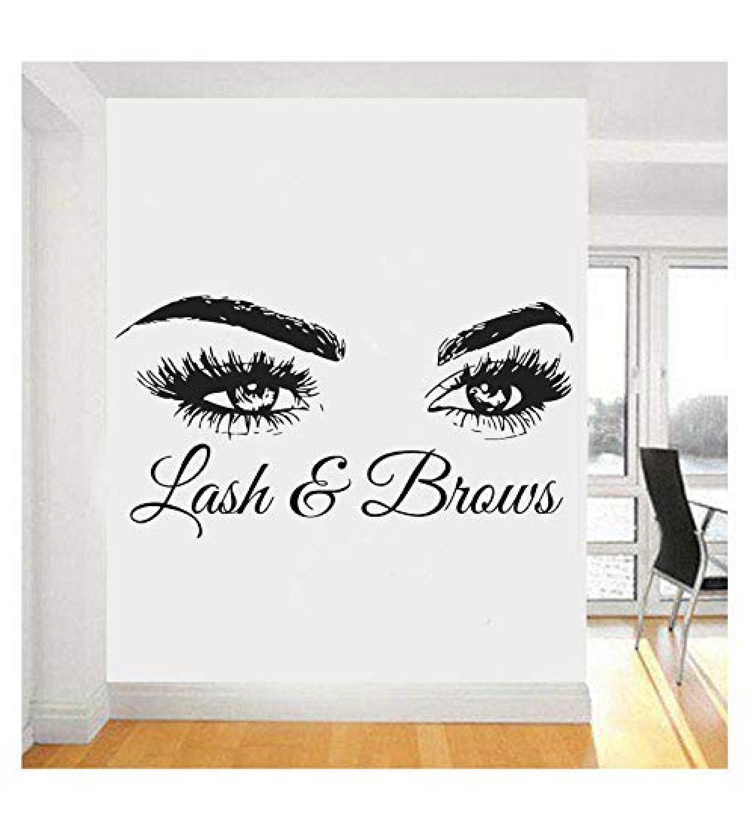 Photo Wallpaper - Eyelashes & Eyebrows Home Decor | Beauty Salon Wall Sticker | 108x57cm Makeup Quote - Buy Online on GoSupps.com