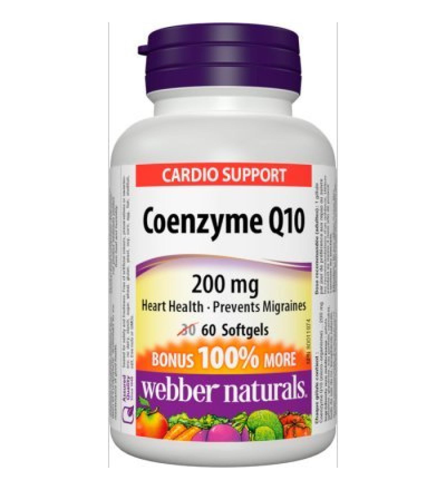 Webber Naturals Coenzyme Q10 200 mg 60 softgels Bonus Size