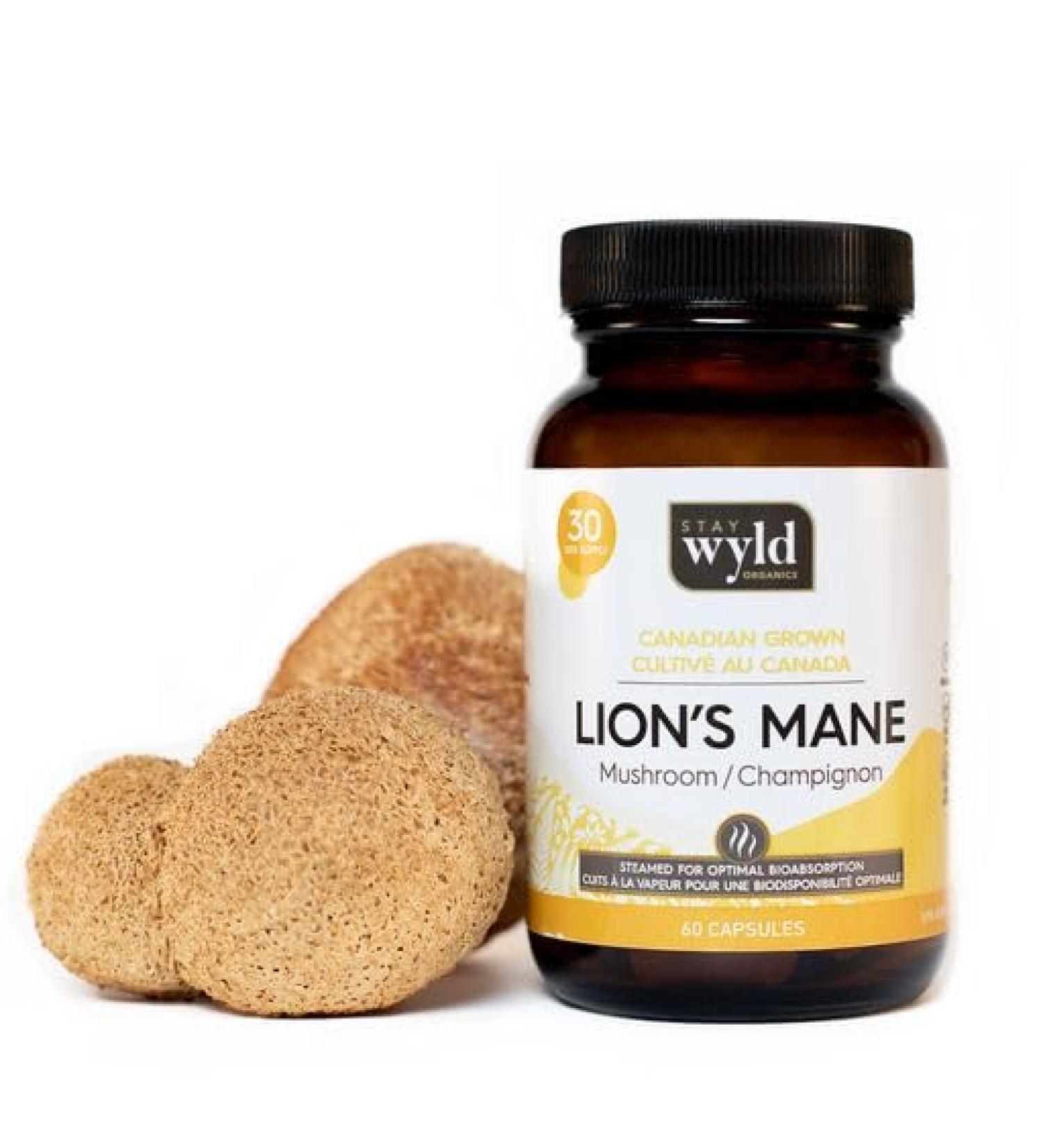 Stay Wyld Lion s Mane Mushroom Capsules - Natural Memory Brain & Mood Support - Mushroom Supplement For Focus & Clarity- Organic & North American Grown - Non-GMO Vegan - 60 Capsules - Buy Online on GoSupps.com