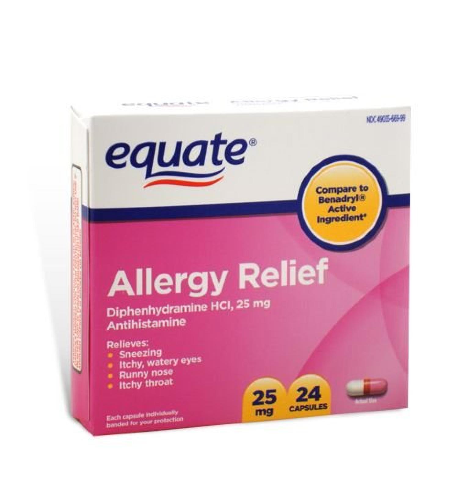 Equate - Allergy Relief Diphenhydramine 25 mg 24 Capsules