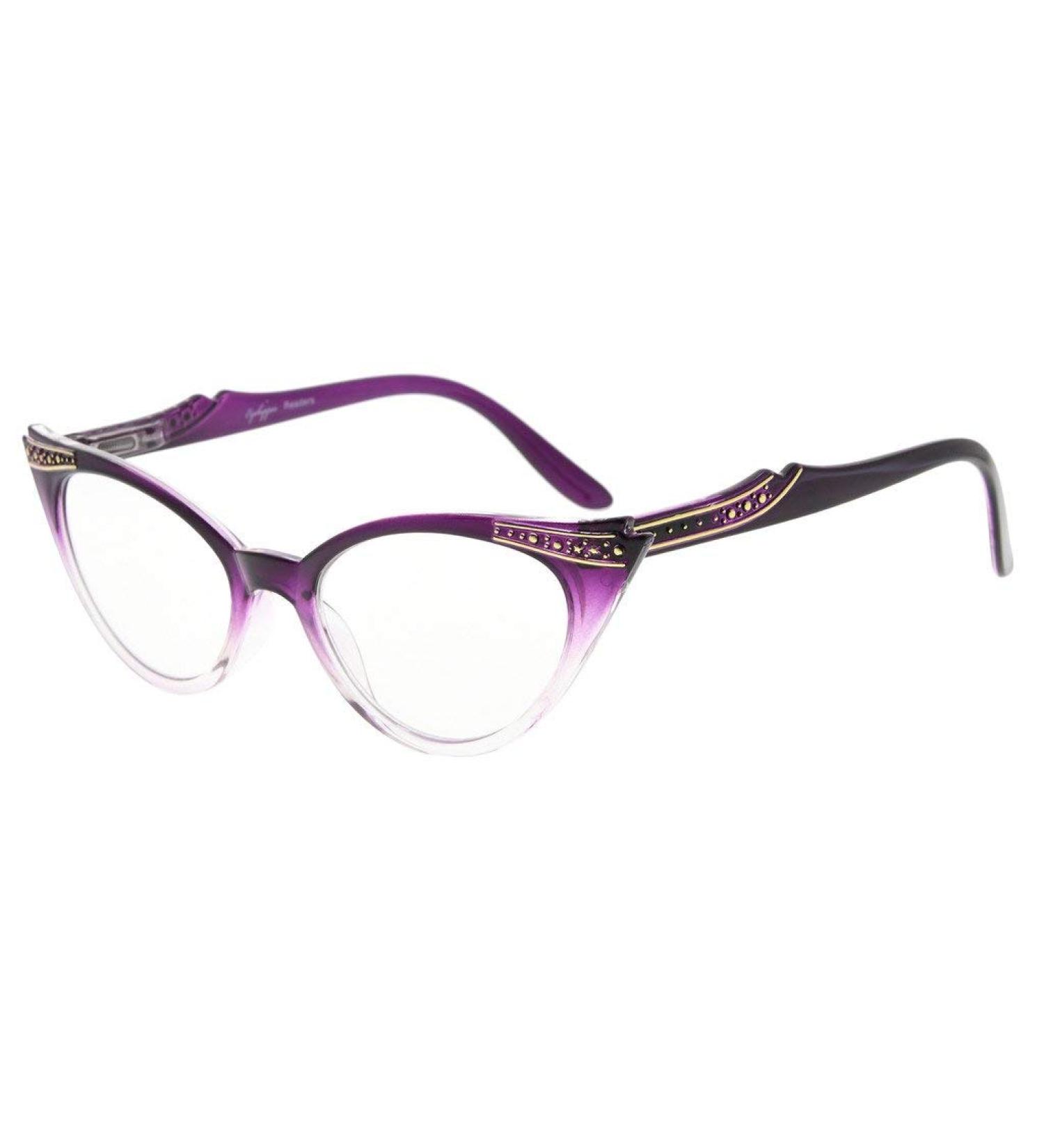 Eyekepper Cateyes Women's Reading Glasses - Purple-Transparent (2.50 Diopters) - Stylish & Comfortable Eyewear for All Users - Buy Online on GoSupps.com