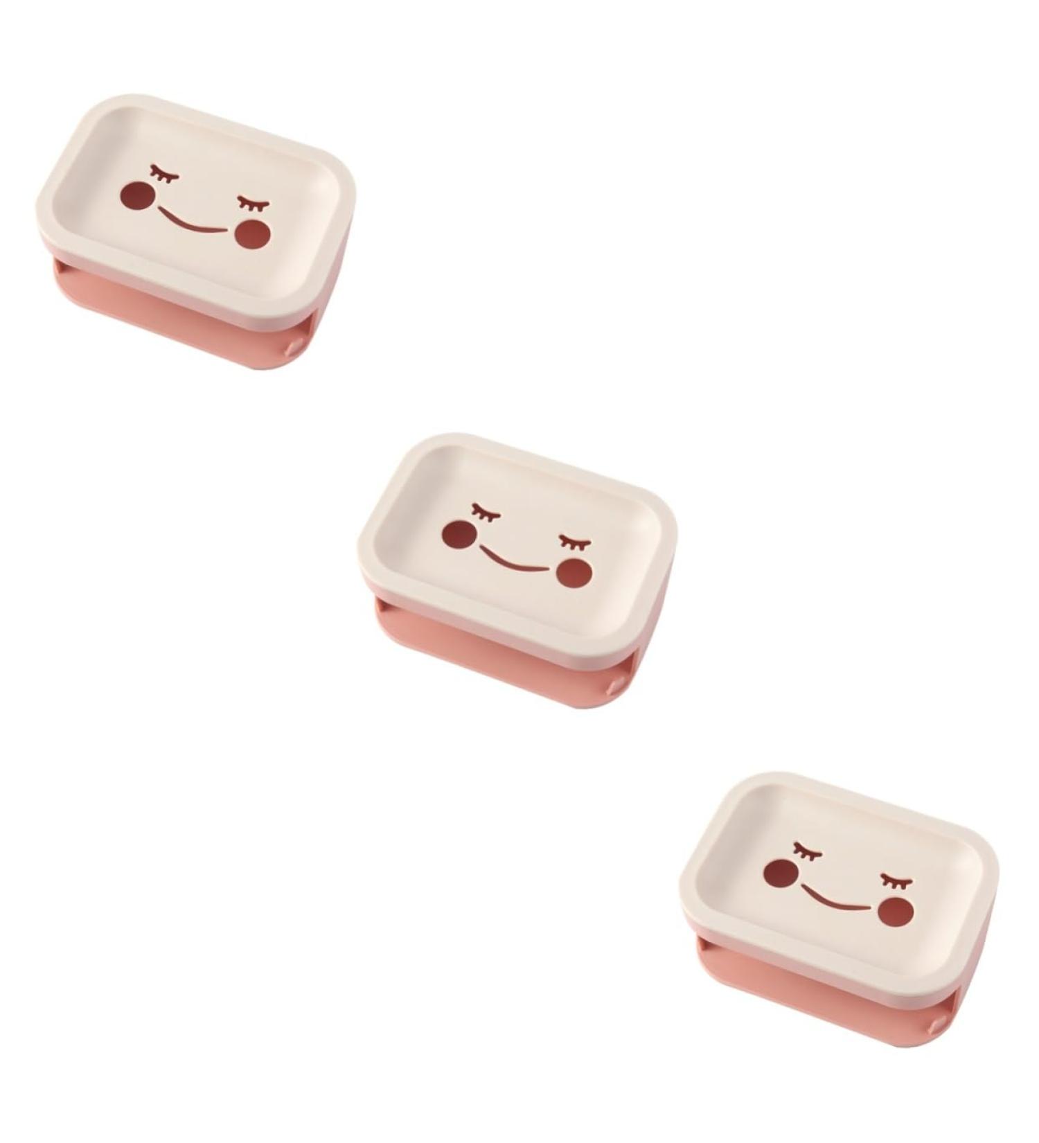 Ciieeo Kitchen Soap Holder 3 Pcs Double Layer Soap Dish Travel Soap Case Plastic Soap Case Plastic Soap Dish Draining Holder Soap Wall-mounted Preservation Box Pp Pink - Buy Online on GoSupps.com