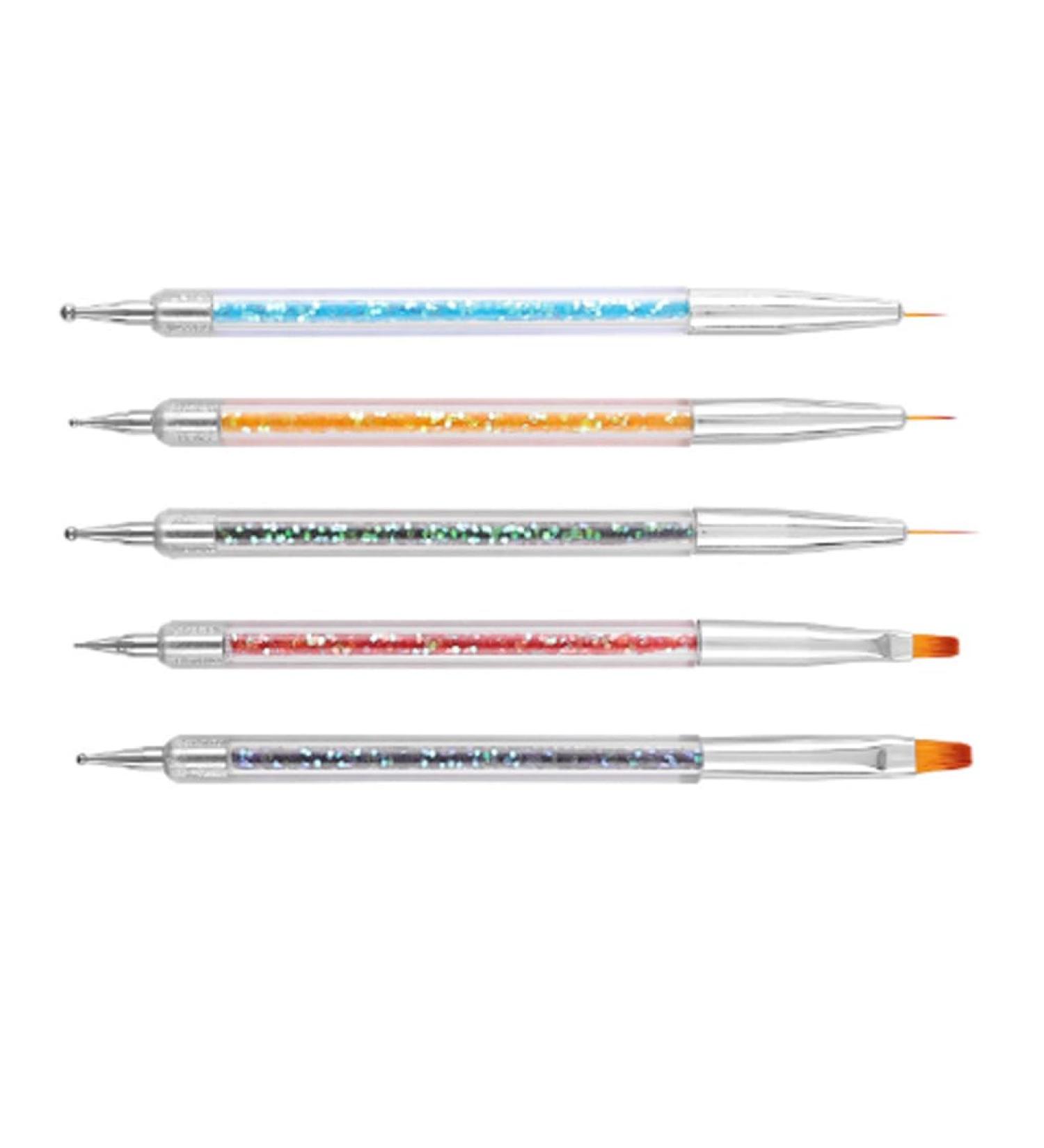 5 Pieces Dual End Nail Art Dotting Pen Acrylic Rhinestone Multi-Style s Gel Pens Painting Manicure Tool Manicures Accessories Sequins Multicolour - Buy Online on GoSupps.com