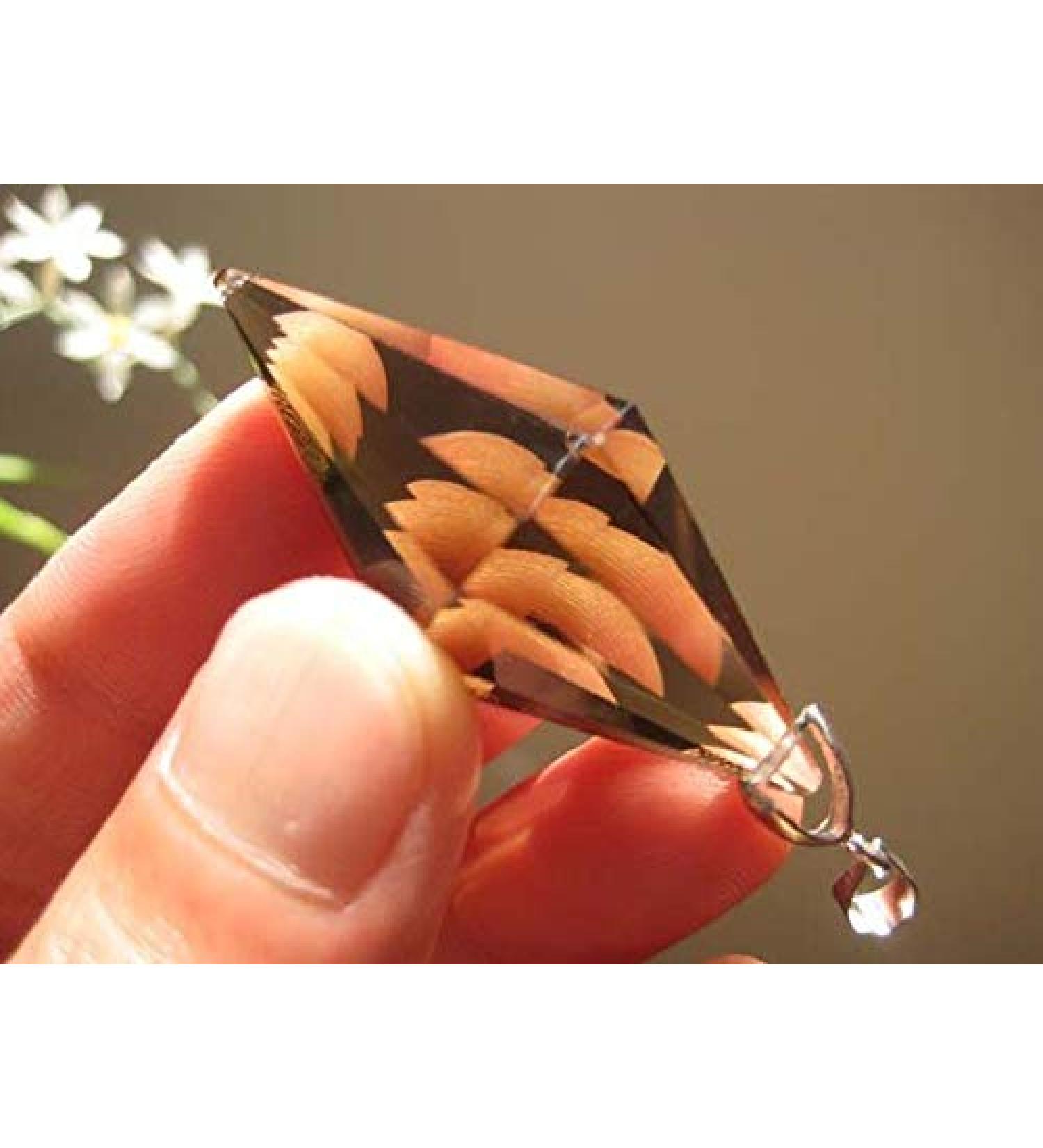 A14g Natural Smoky Quartz Crystal 2X12 Sided Wand Pendant ningxiao - Buy Online on GoSupps.com