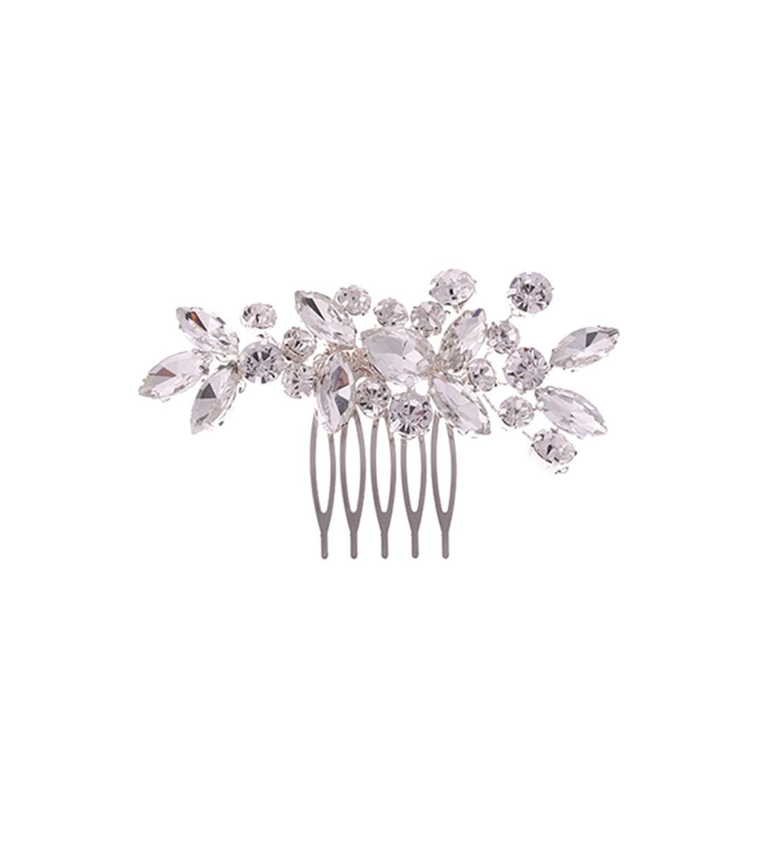 LEEQBCR Bridal Wedding Hair Comb | Crystal Hair Accessories for Women & Girls | Silver Hairpieces - International Shipping Available - Buy Online on GoSupps.com