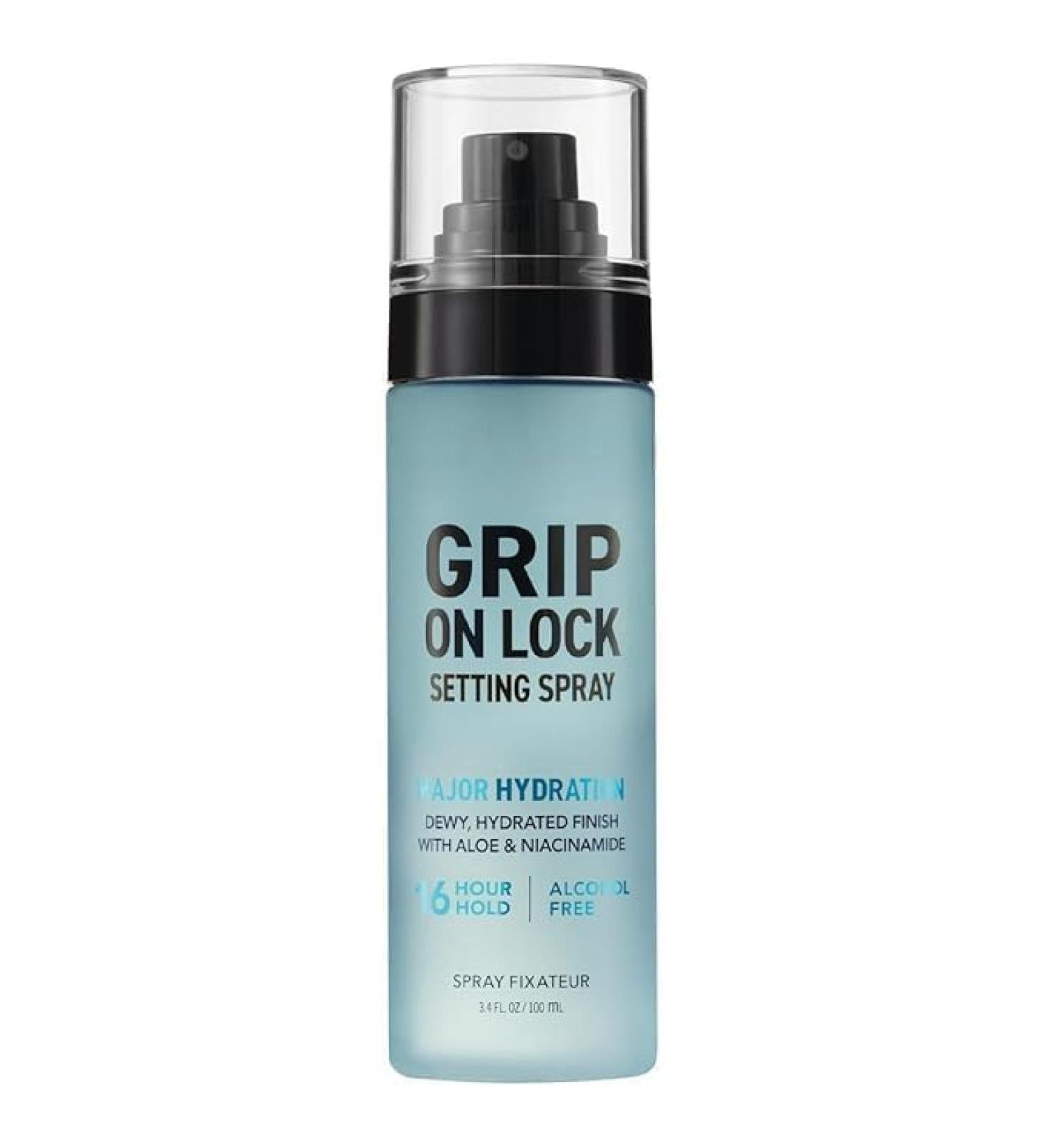 Grip On Lock Setting Spray Alcohol-Free 16 Hour Hold Dewy Finish Hydrating. Pack Of 1