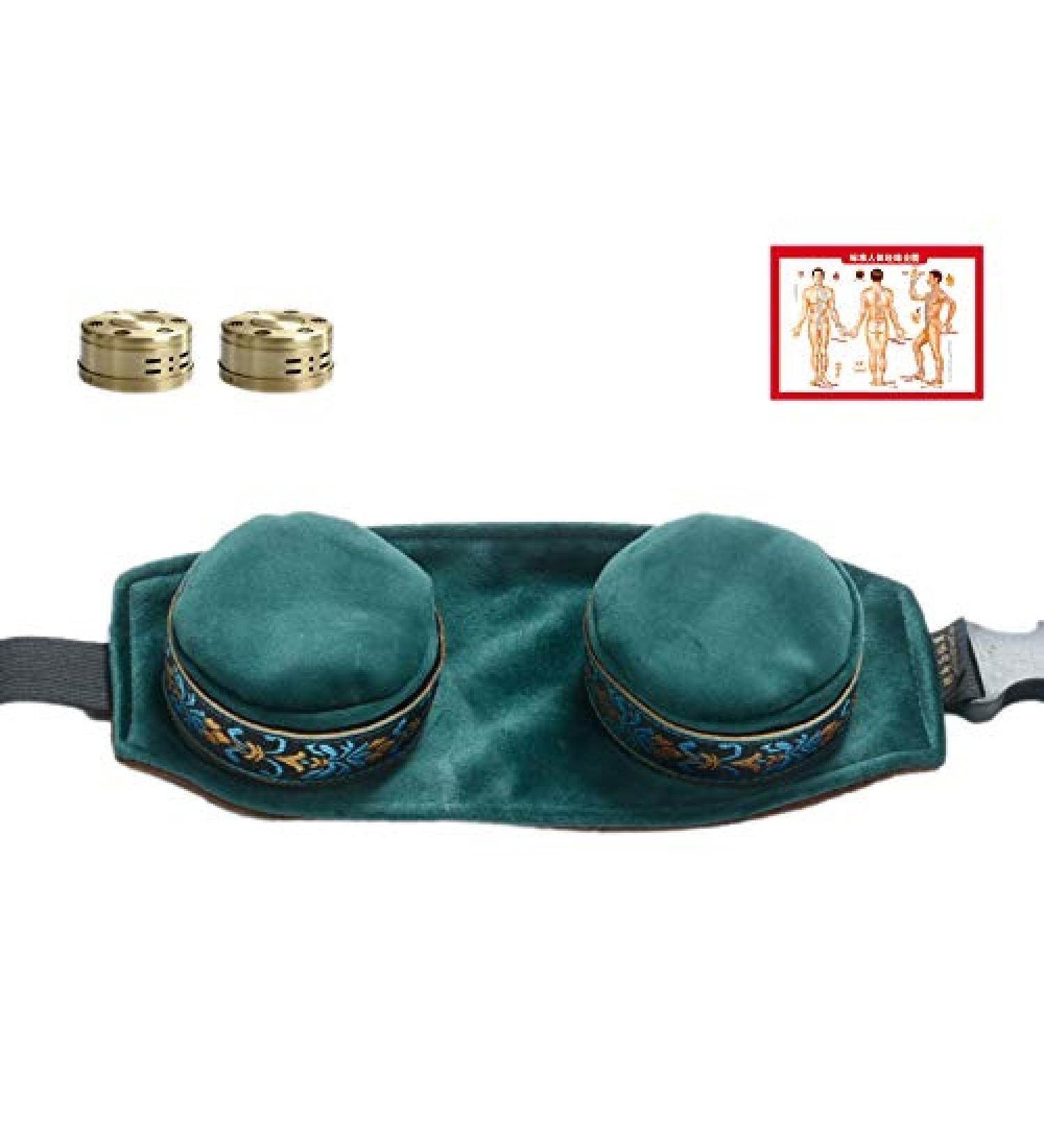 ANSO Green Velvet Bag Smokeless Moxibustion Box - Chinese Acupuncture Meridian Heating Therapy for Women - Buy Online on GoSupps.com