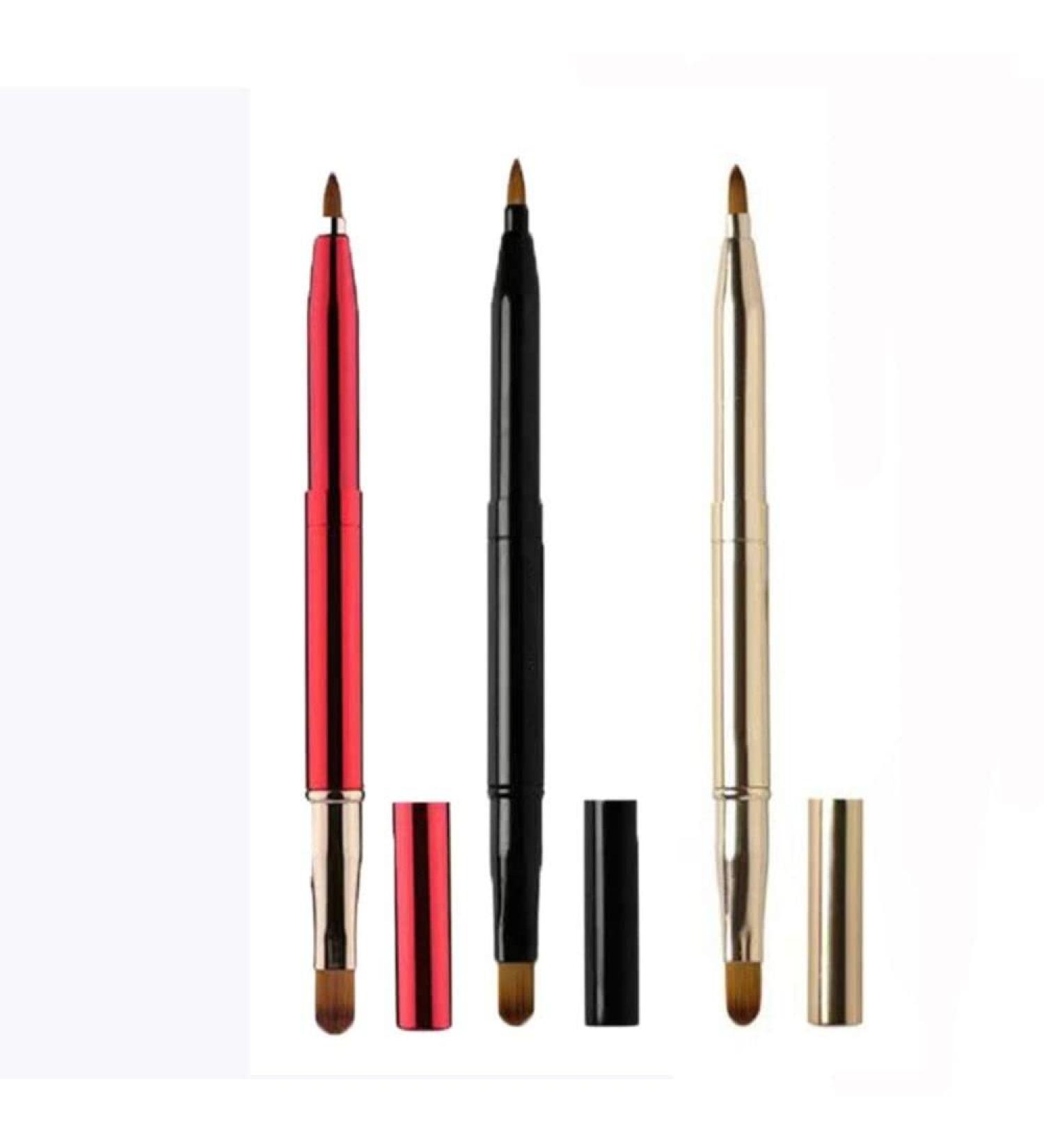 3PCS Dual-ended Lip Brush Set | Retractable Lip Concealer & Eyeshadow Makeup Brushes for Perfect Lips & Eyes - Buy Online on GoSupps.com