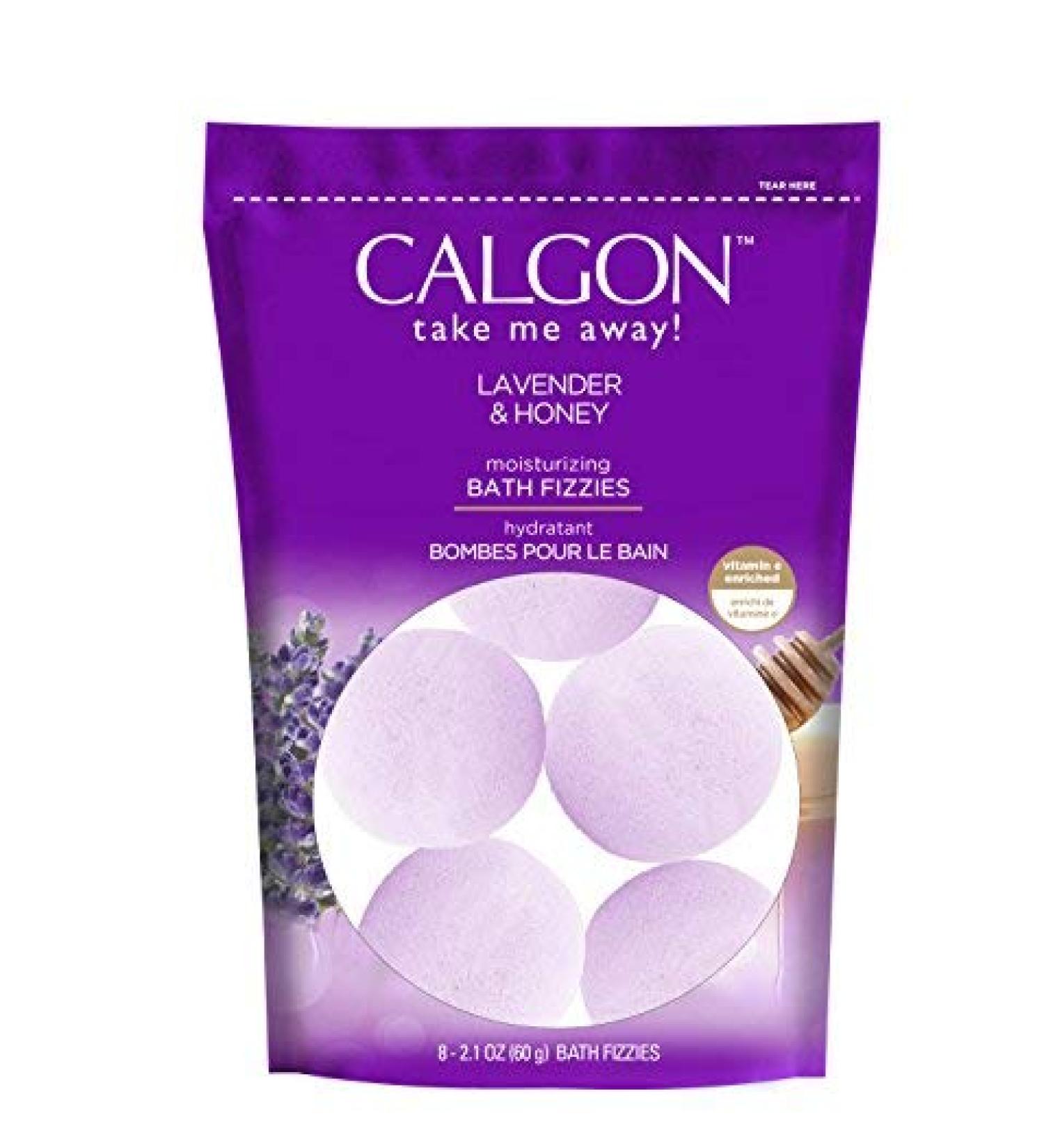 Calgon Take Me Away! Lavender & Honey Moisturizing Bath Soak Fizzies Bombs 8 - 2.1 Oz Balls