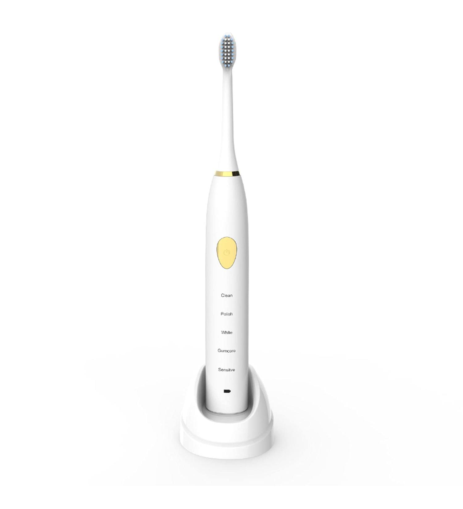 Sonic Electric Rechargeable Toothbrush 5 Modes USB Charging Sensitive Teeth Design Includes 4 Replacement Heads - Buy Online on GoSupps.com