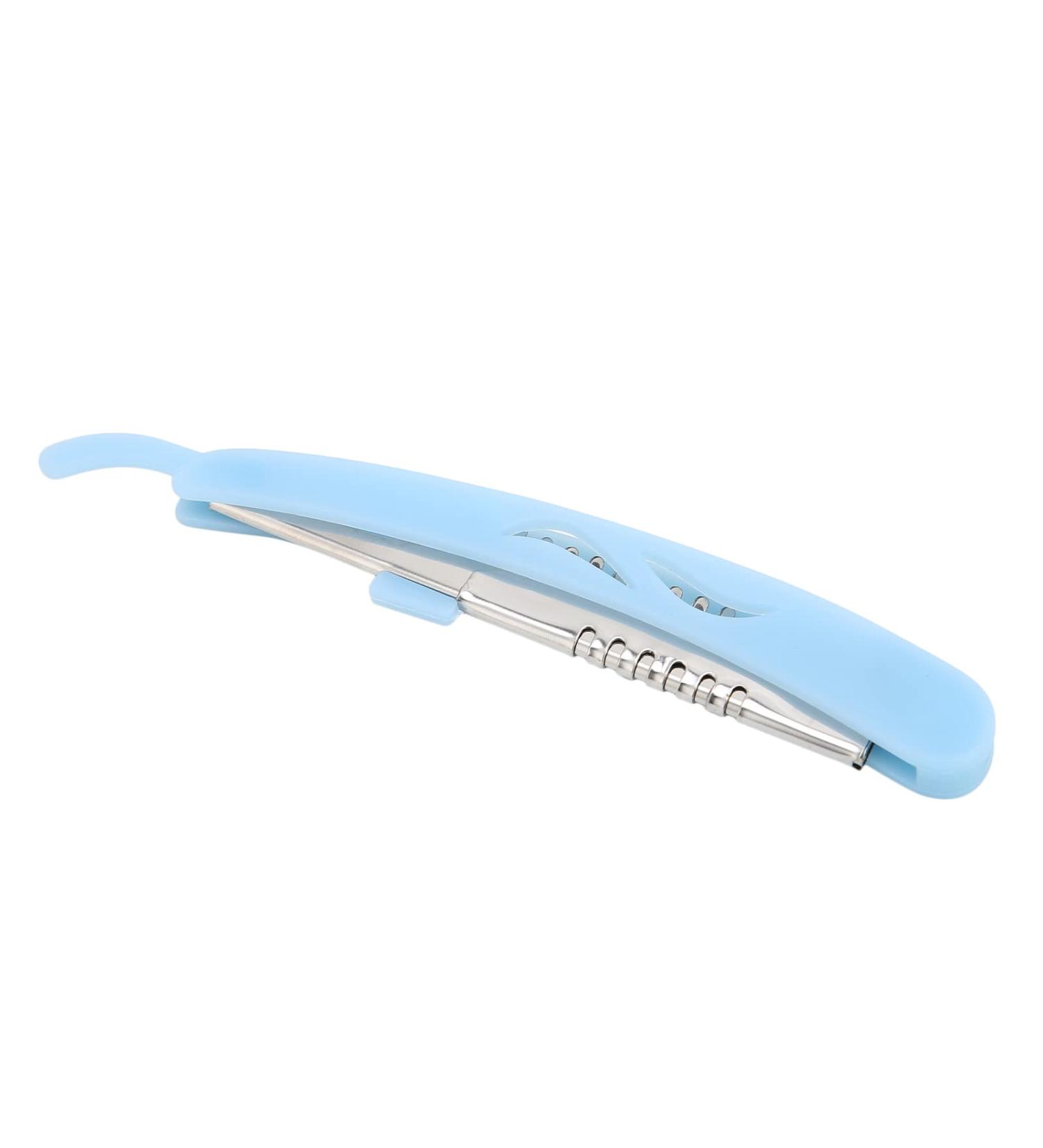 Premium Blue Straight Edge Razor - Stainless Steel Manual Hairdressing Tool for Salons & Home Use - Buy Online on GoSupps.com