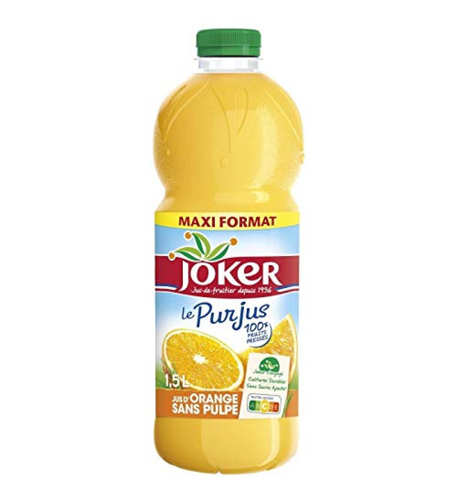 JOKER - Pure Orange Juice Without Pulp 1.5L - Pack of 4 - Free Shipping - Buy Online on GoSupps.com