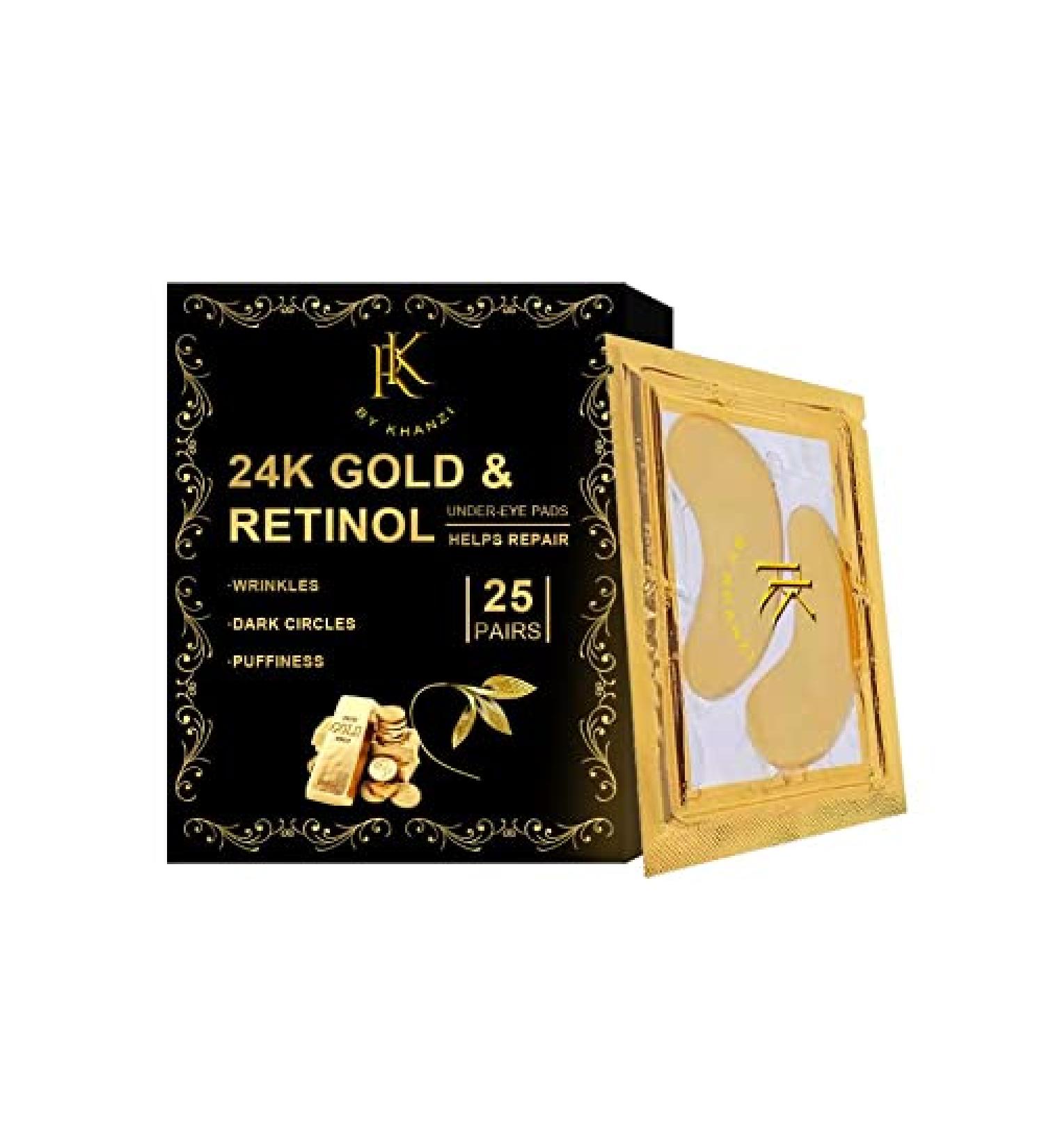 Rk by Khanzi 24K Gold Under Eye Pads - 25 Pairs for Dark Circles & Wrinkles + Free Eyelashes | International Shipping - Buy Online on GoSupps.com
