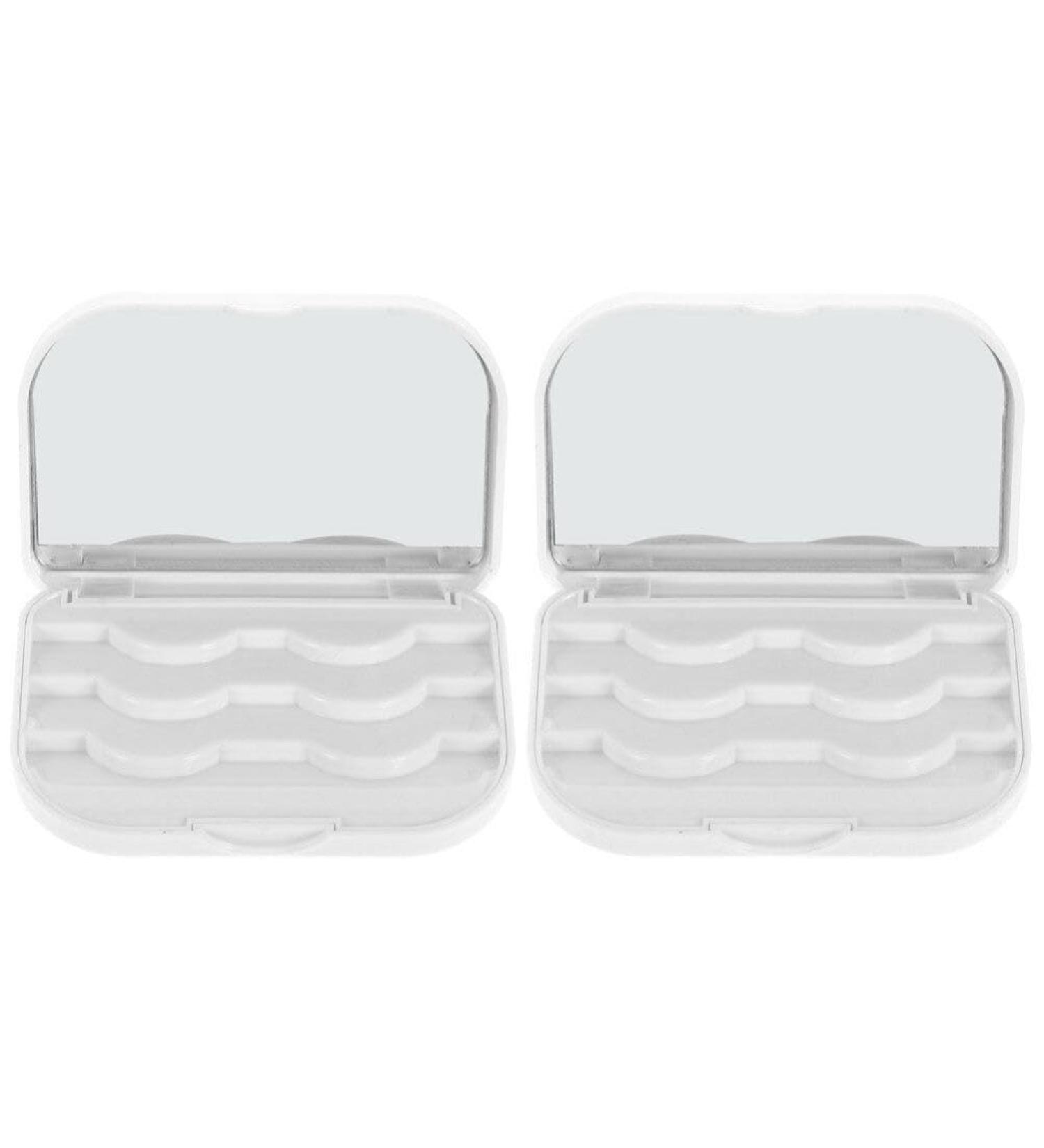 FRCOLOR 4 Pcs Eyelash Storage Box False Eyelash Holder Case Fake Eyelash False Eyelash Tray Cosmetic Organizer Lash Case Plastic Trays Eyelash Organizer Pp Mirror Box Miss White Portable 1 Count (Pack of 1) Whitex2pcs