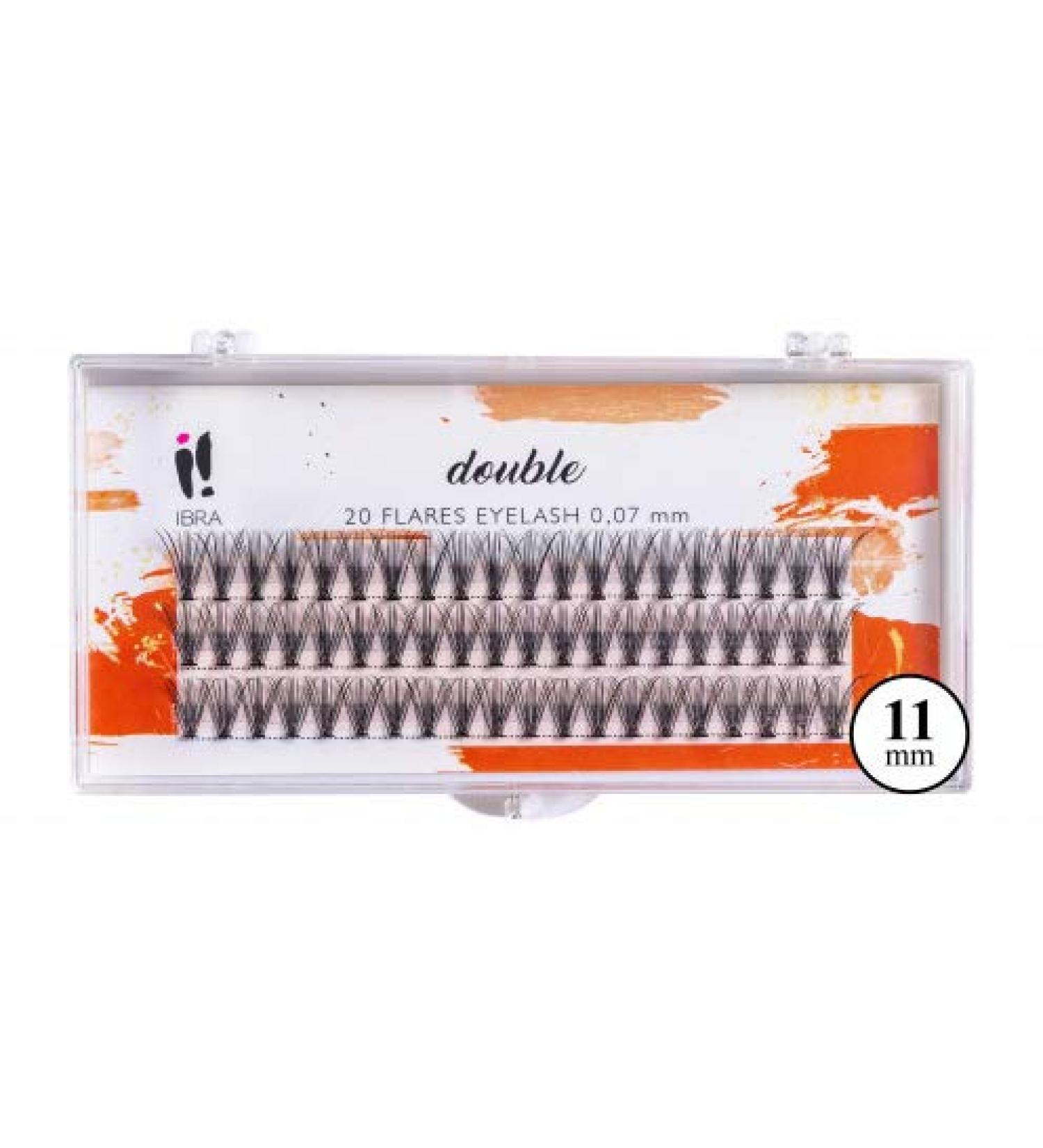 Eyelashes extension set 60 pieces - eyelashes extensions - eyelash tufts - double number of eyelashes in a tuft and a C+ profile - immediate effect of thick pennant text set 11 mm