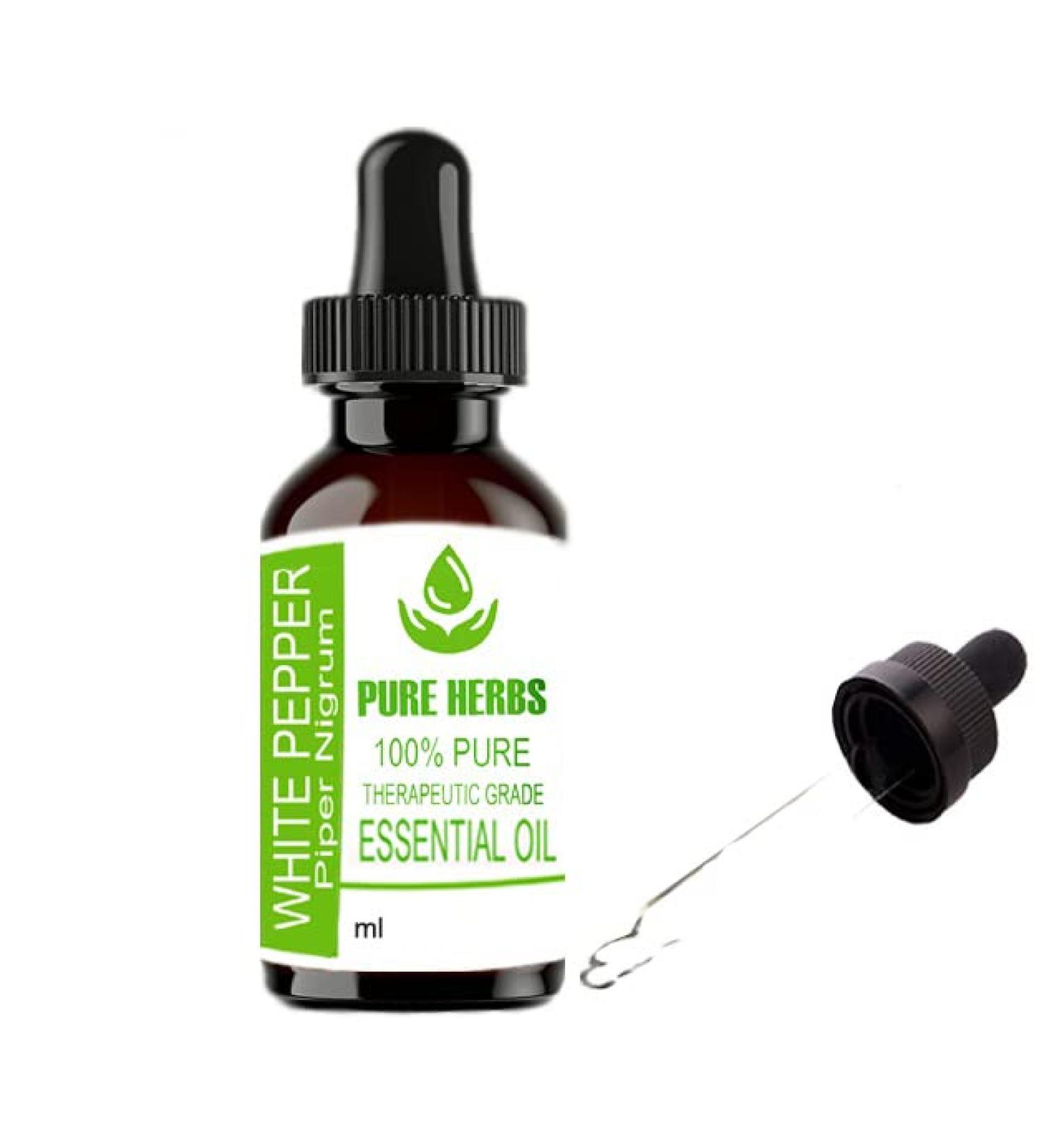 Pure Herbs White Pepper Essential Oil (Piper Nigrum) - 10 ml | Premium Quality Natural Oil for Aromatherapy & Skincare - Buy Online on GoSupps.com