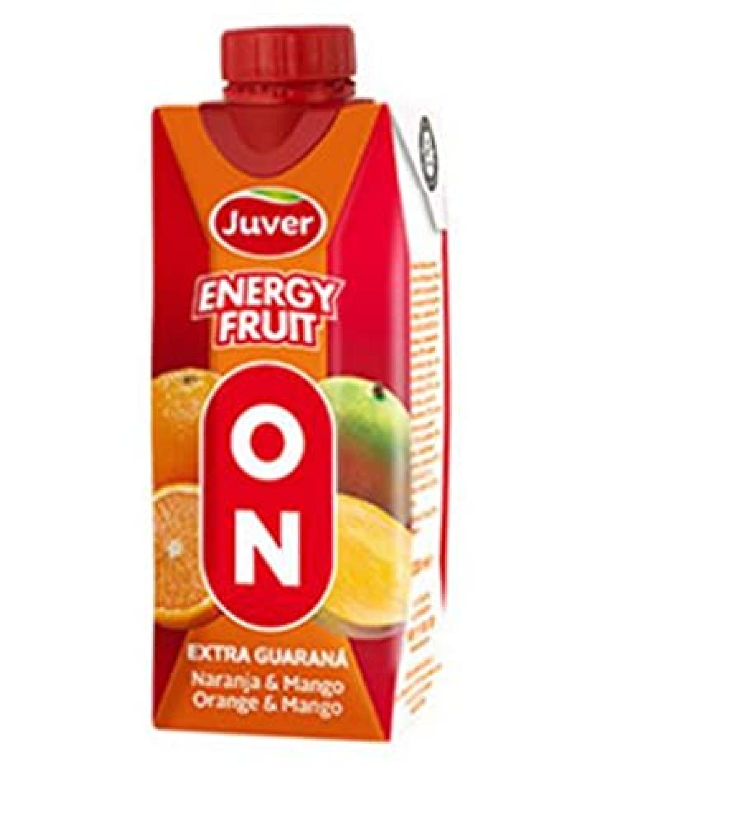 Juver Pack of 18 guarana orange and youth-boosting sachets on a 330ml brick