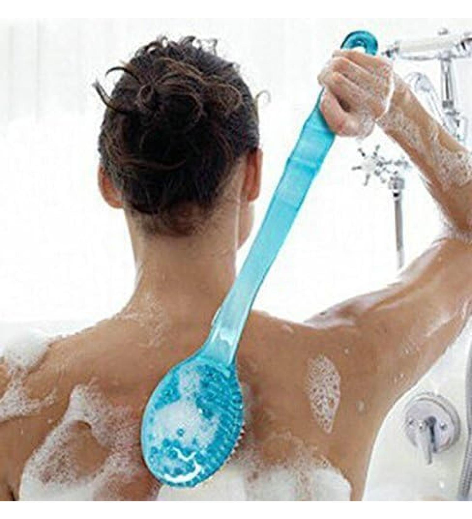 Mumeng Soft Fur Back Brush - Long Stem Shower Brush for Cellulite Dead Skin Removal & Lymphatic Health (Blue) - Buy Online on GoSupps.com