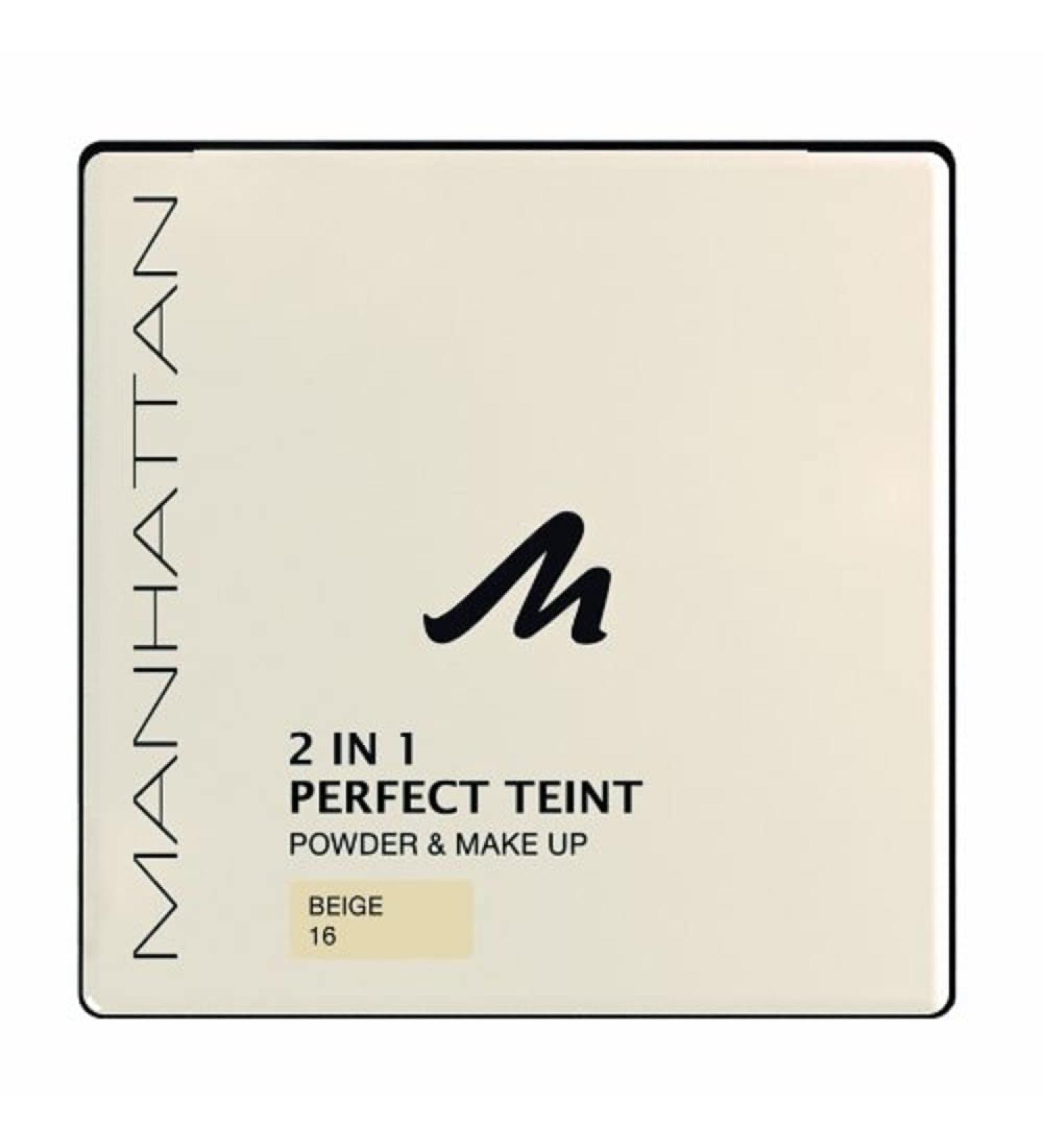 Manhattan 2 in 1 Perfect complexion powder-powder and make-up in one for an absolutely even complexion-color beige 16 9g (1 Pack) 16 beige