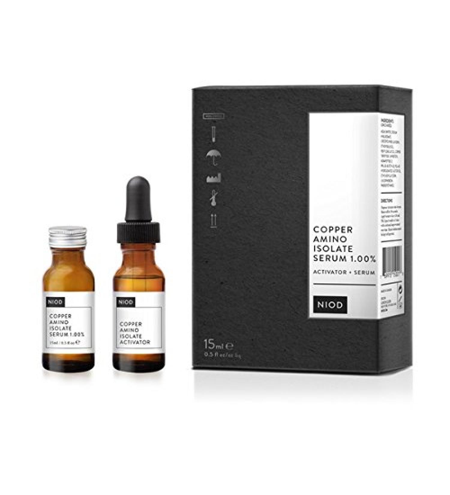 NIOD Copper Amino Isolate Serum 1.00% (15ml) Evening Out Skin Tone Boosting Radiance minimising The Appearance of pores and smoothening Out fine Lines and Wrinkles.