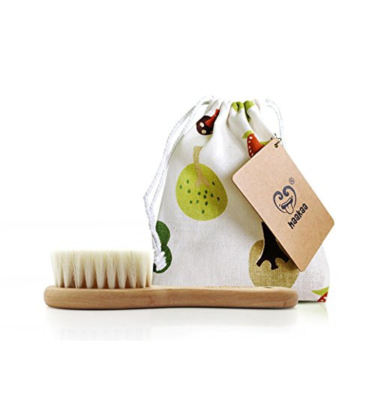 Haakaa Wooden Baby Hairbrush with Natural Goat Wool Bristles 1 pk