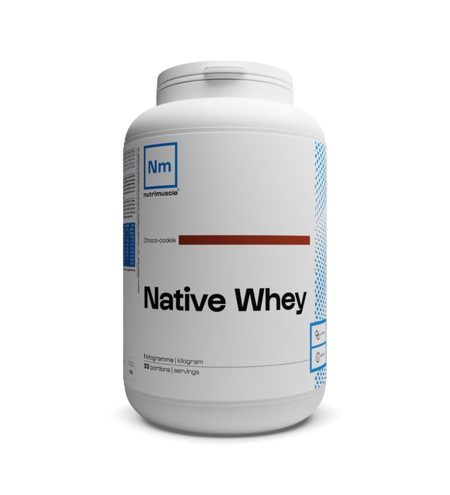 Nutrimuscle Whey Native 1 kg Choco Cookie Whey Protein up to 80 protein per dose 286 g protein per dose French milk strength training and fitness muscle absorption - Buy Online on GoSupps.com