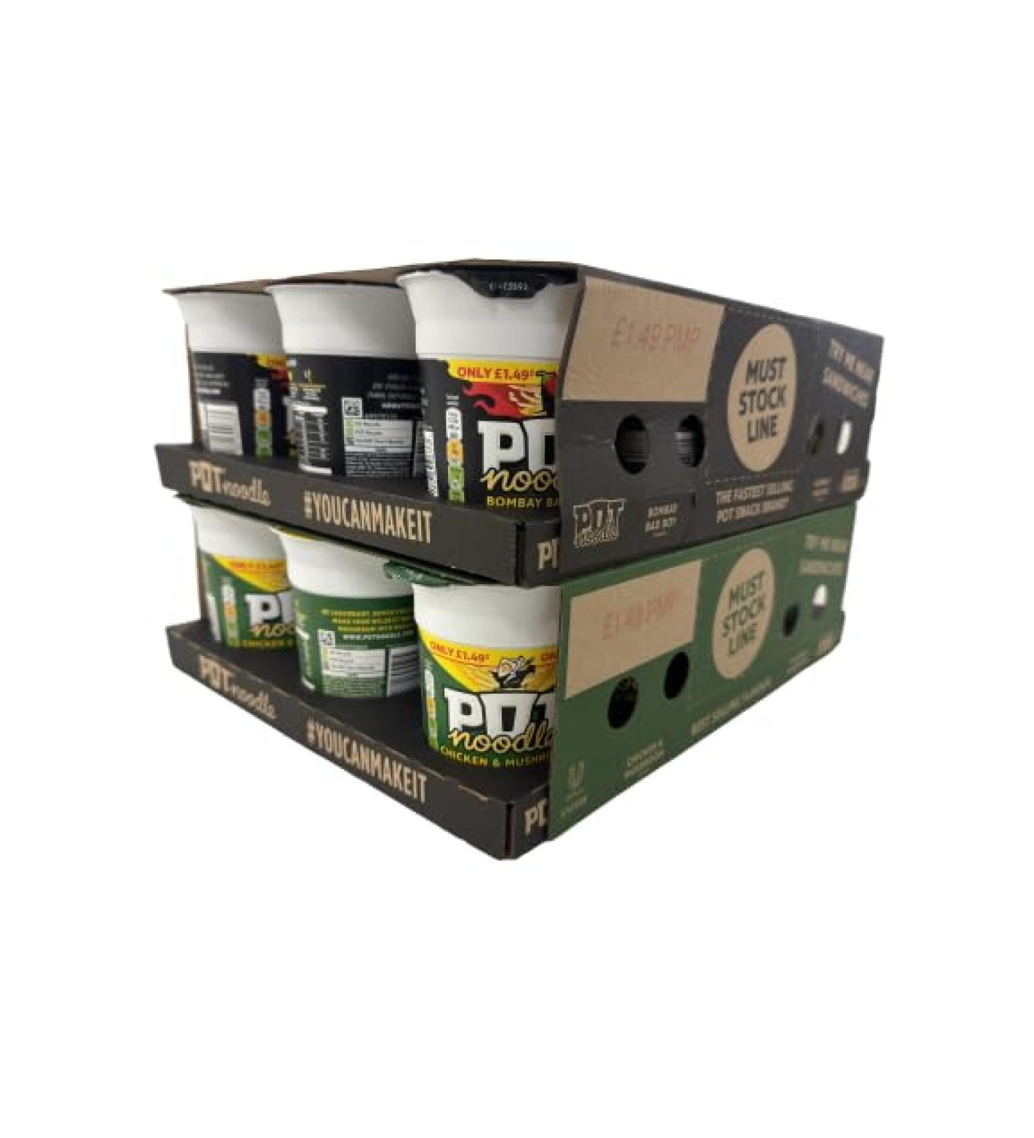 Pot Noodles Selection Pack 12 x 90g (Chicken & Mushroom and Bombay Bad Boy)