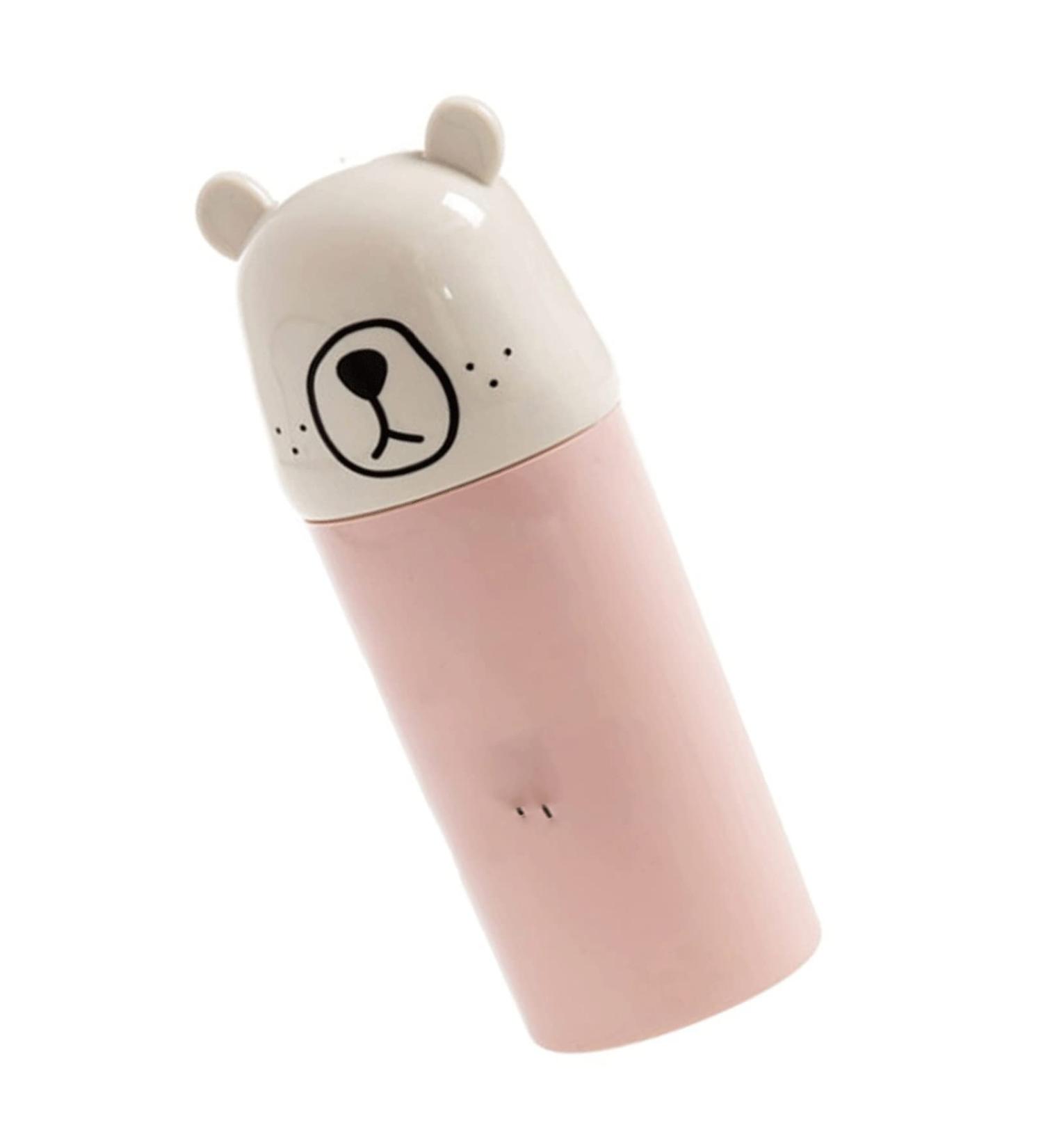 Digjobk Pink Toothbrush Mug & Travel Cup - Cartoon Water Bottle Bathroom Accessories & Toothpaste Holder - 19*7 cm - Buy Online on GoSupps.com