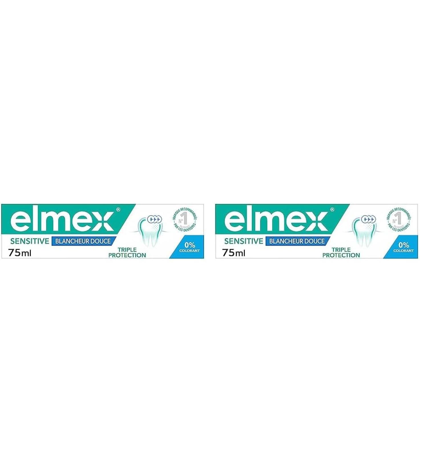 ELMEX - Dentifrice Elmex Sensitive Blancheur Douce 0% Colorants - Dents Sensibles Gencives Douloureuses Protection de l'Email - 75 ml (Lot de 2) - Buy Online on GoSupps.com