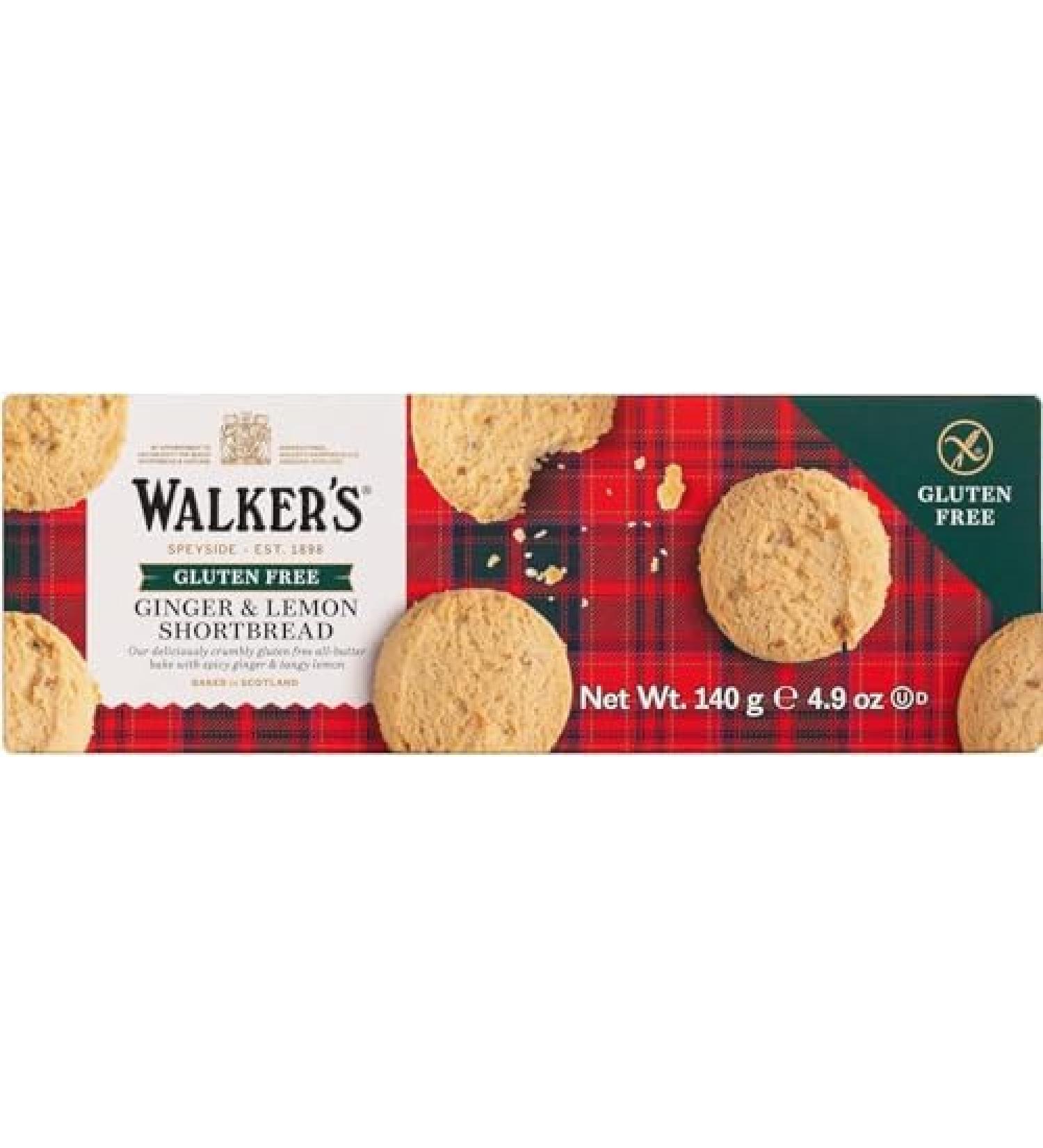 Walkers Gluten free Shortbread Lemon Ginger 140g Gluten Free Cookies Lemon-Ginger - Buy Online on GoSupps.com
