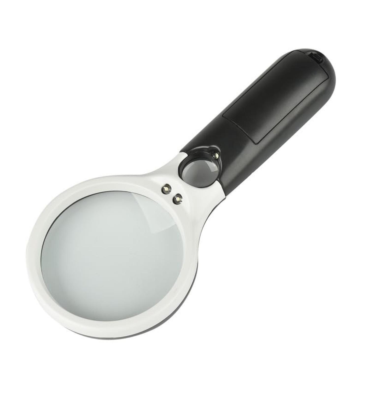 Large Magnifying Glass with Light 10X 20X 45X Handheld Illuminated Magnifier with 3 LED Lights UV Light Storage Bag Clean Cloth for Seniors Reading Inspection (White and blackmodel) - Buy Online on GoSupps.com