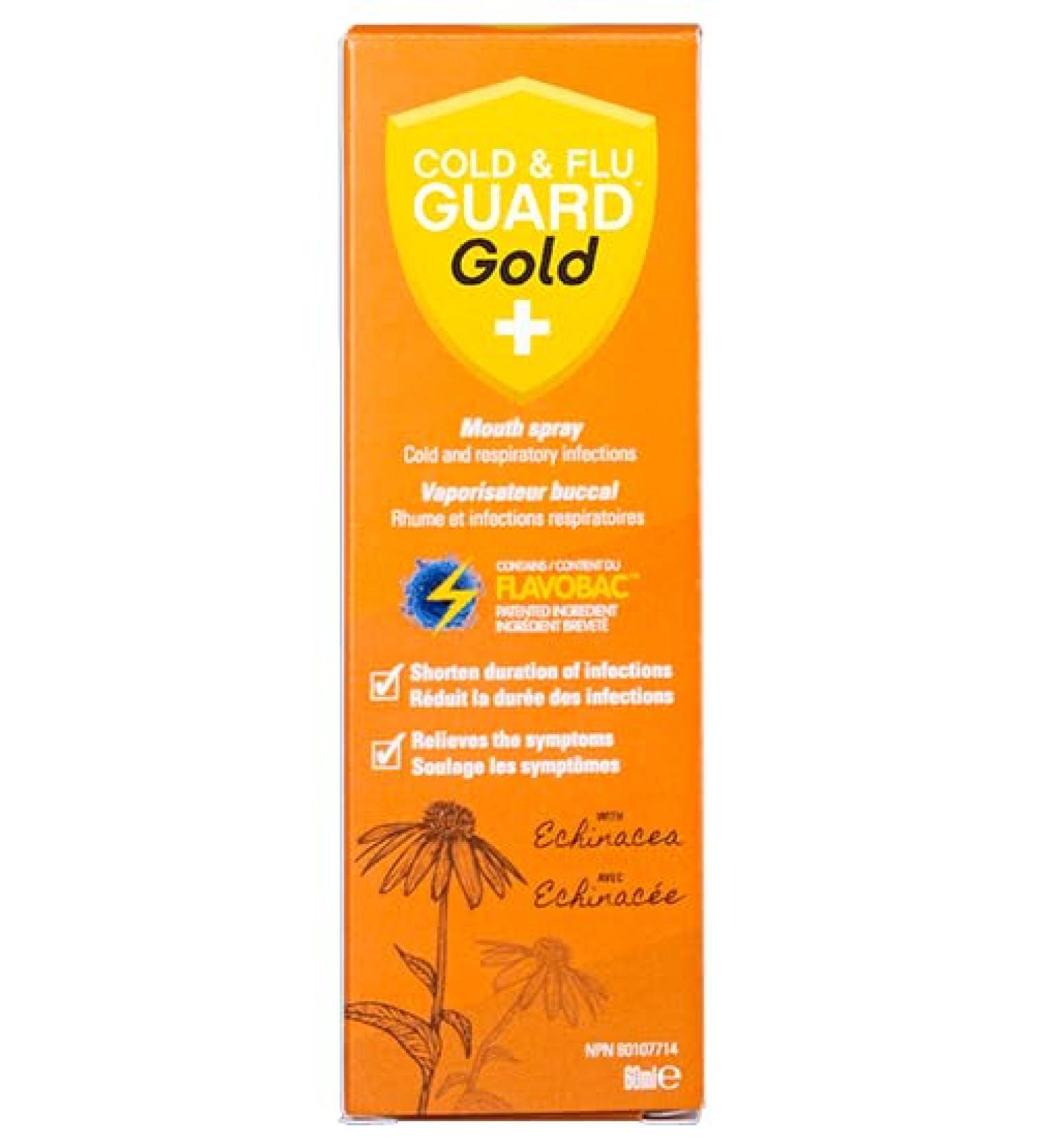 Cold & Flu Guard Gold - Sore Throat and Nose spray Barrier Against Most Common Cold & Flu Viruse - Anti Viral Medecine - Cold and Flu Medicine for Kids & Adults - Sore Throat Relief - Sore Throat Medicine - Mouth Spray for Cold and Flu - Buy Online on GoSupps.com