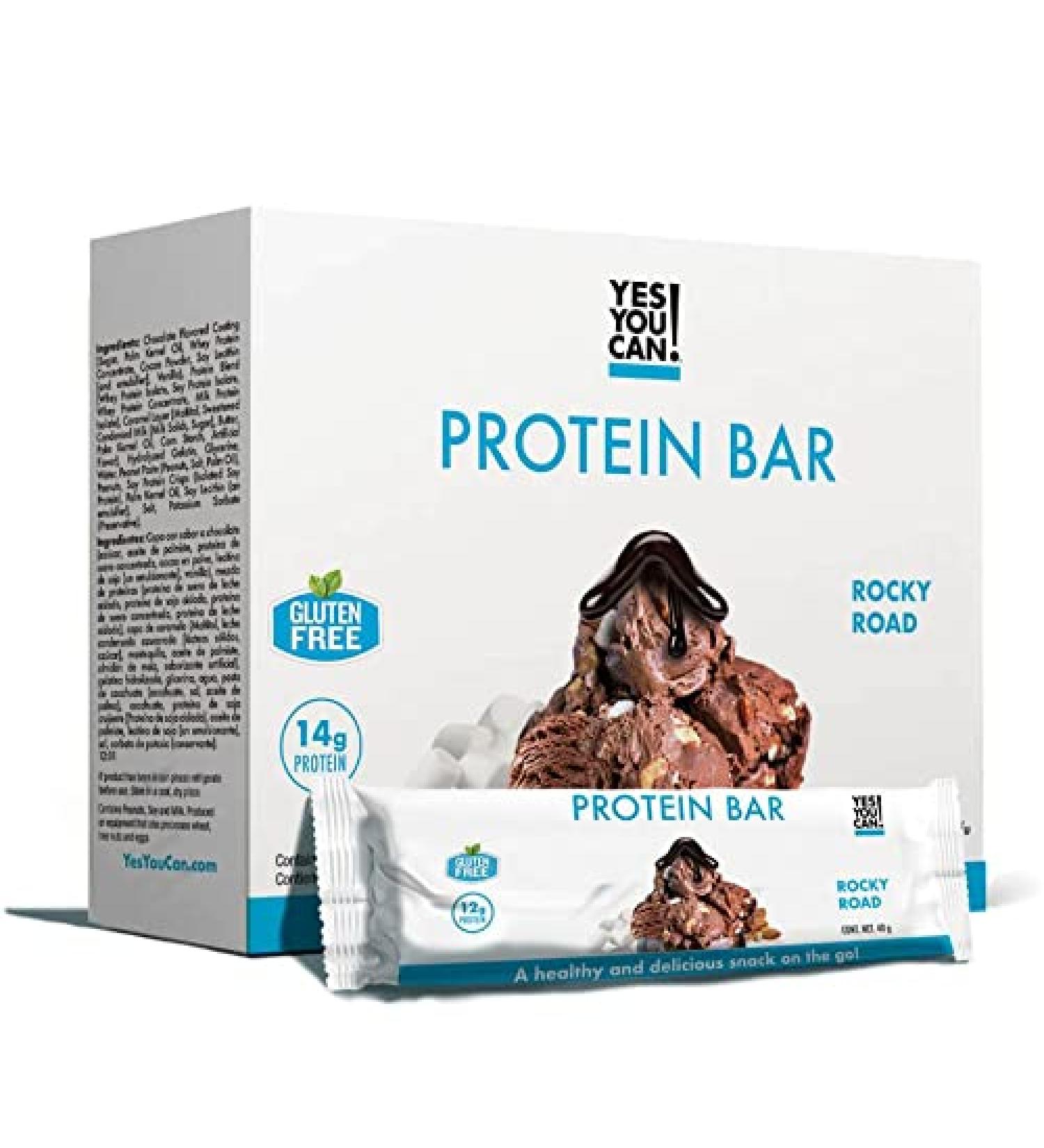 Yes You Can! Rocky Road Protein Bars - Healthy Snacks for Adults & Kids | Low Calorie & Gluten Free - 7 Bars - Buy Online on GoSupps.com