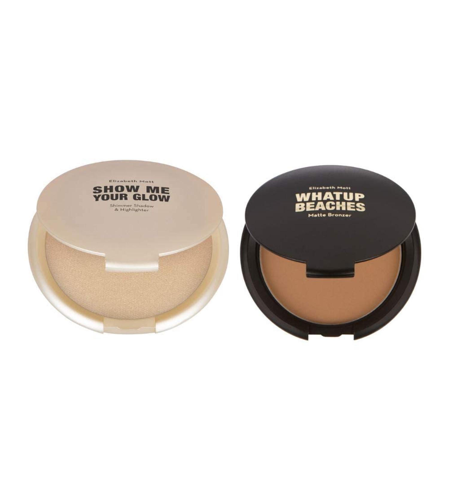 Elizabeth Mott Bundle: Show Me Your Glow Shimmer Highlighter & Whatup Beaches Bronzer - Cruelty Free - Buy Online on GoSupps.com