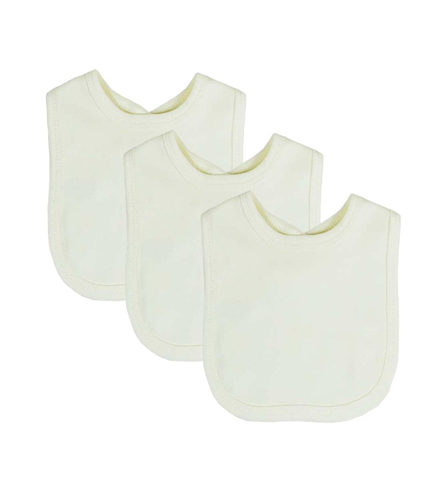 Royal Icon Baby Bibs 0-6 & 6-12 Months | 100% Organic Cotton Hook and Loop Feeding Bibs | Soft Absorbent Weaning Bib for Boys and Girls | Set of 3/6/12Pc Cream - Buy Online on GoSupps.com