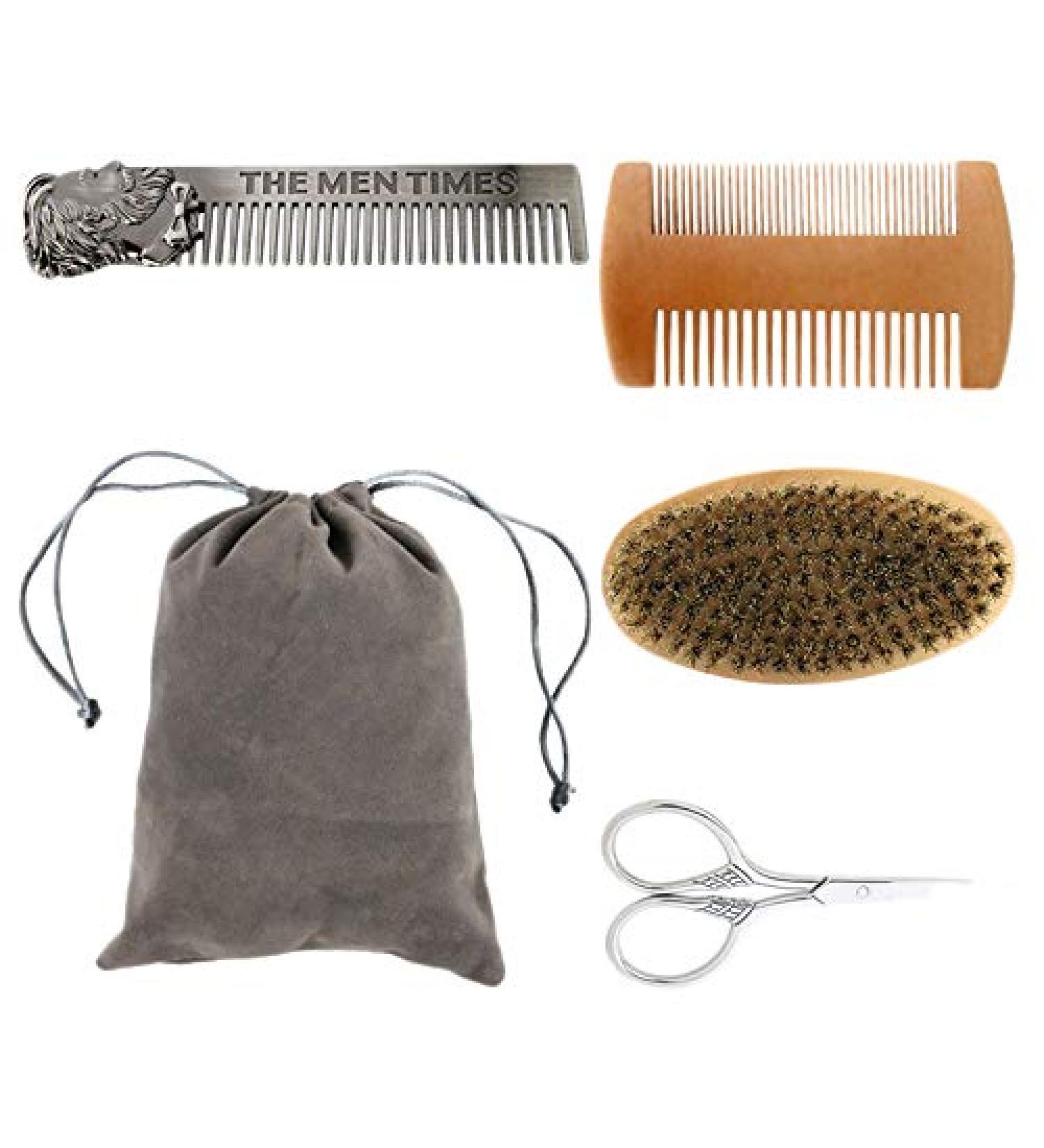 GYSURYB 4pcs Beard Brush Comb Set for Men | Mustache & Beard Grooming Tool | Hair Styling Care Kit with Bag - International Shipping Available - Buy Online on GoSupps.com