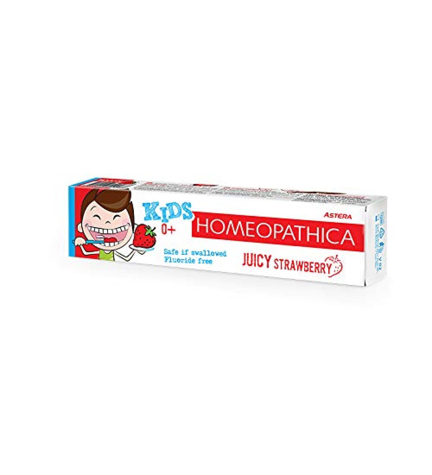 ASTERA Homeopathica KIDS 0+ Toothpaste with Strawberry Aroma - 50 ml | Natural & Safe for Children - Buy Online on GoSupps.com