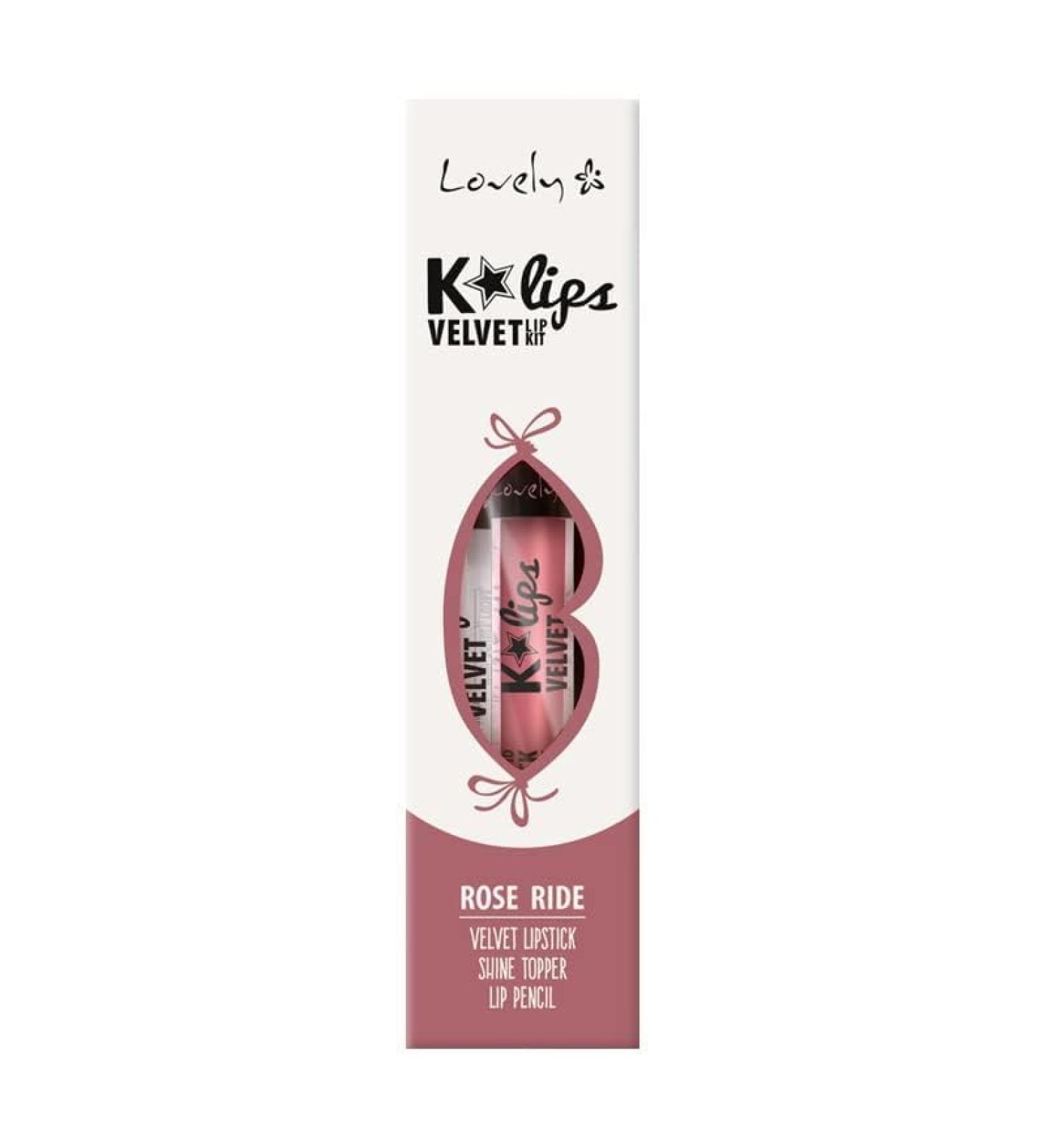 Lovely Makeup K'Lips Velvet N1 Rose Ride Lip Set