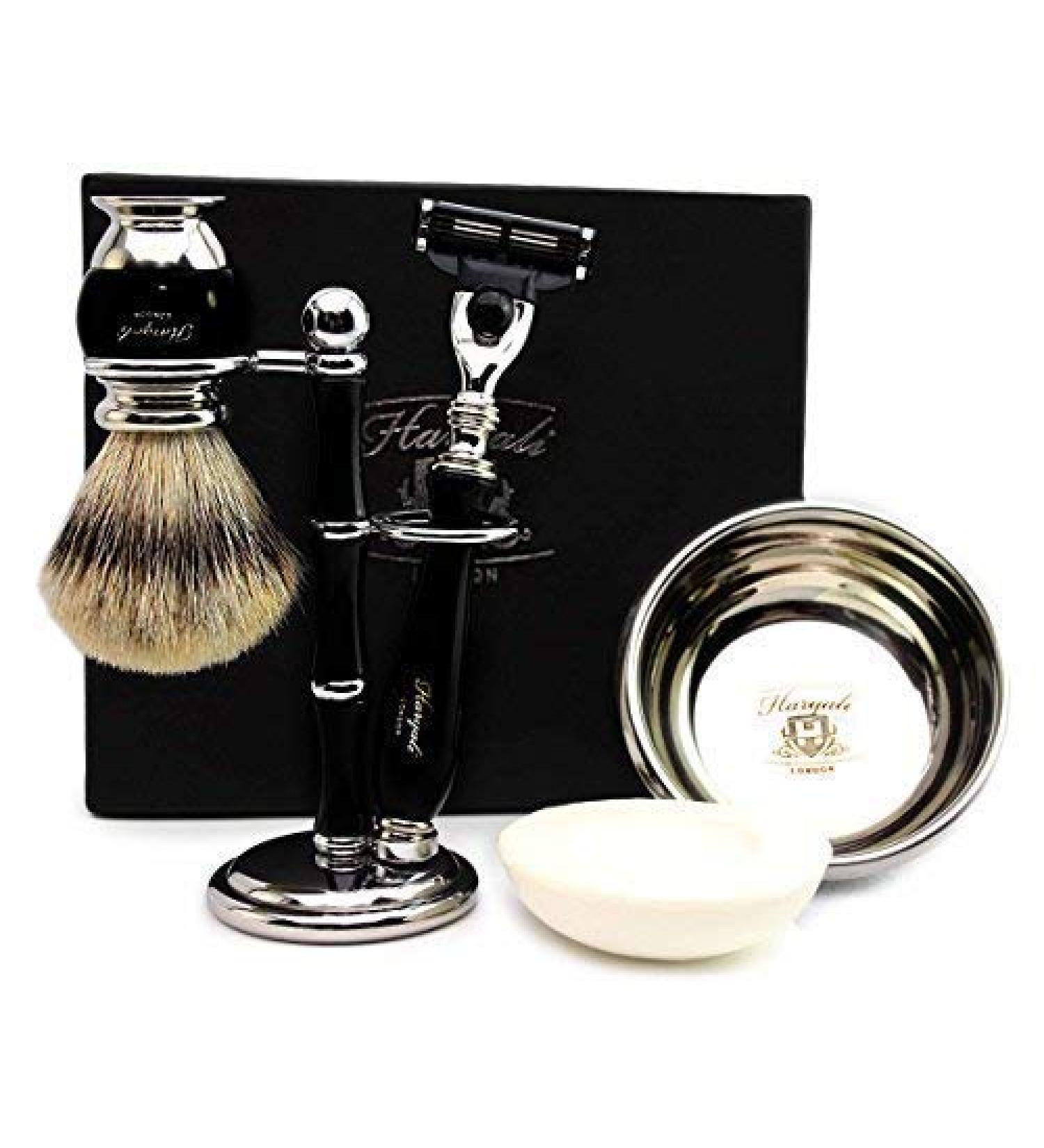 Buy De Security Razor Set for Men | Pure Remasuri Pointed Roofs Hairbrush Safety Razor Black Brush & Holder Lifesaver Bowl & Soap - Premium Quality Grooming Essentials - Buy Online on GoSupps.com