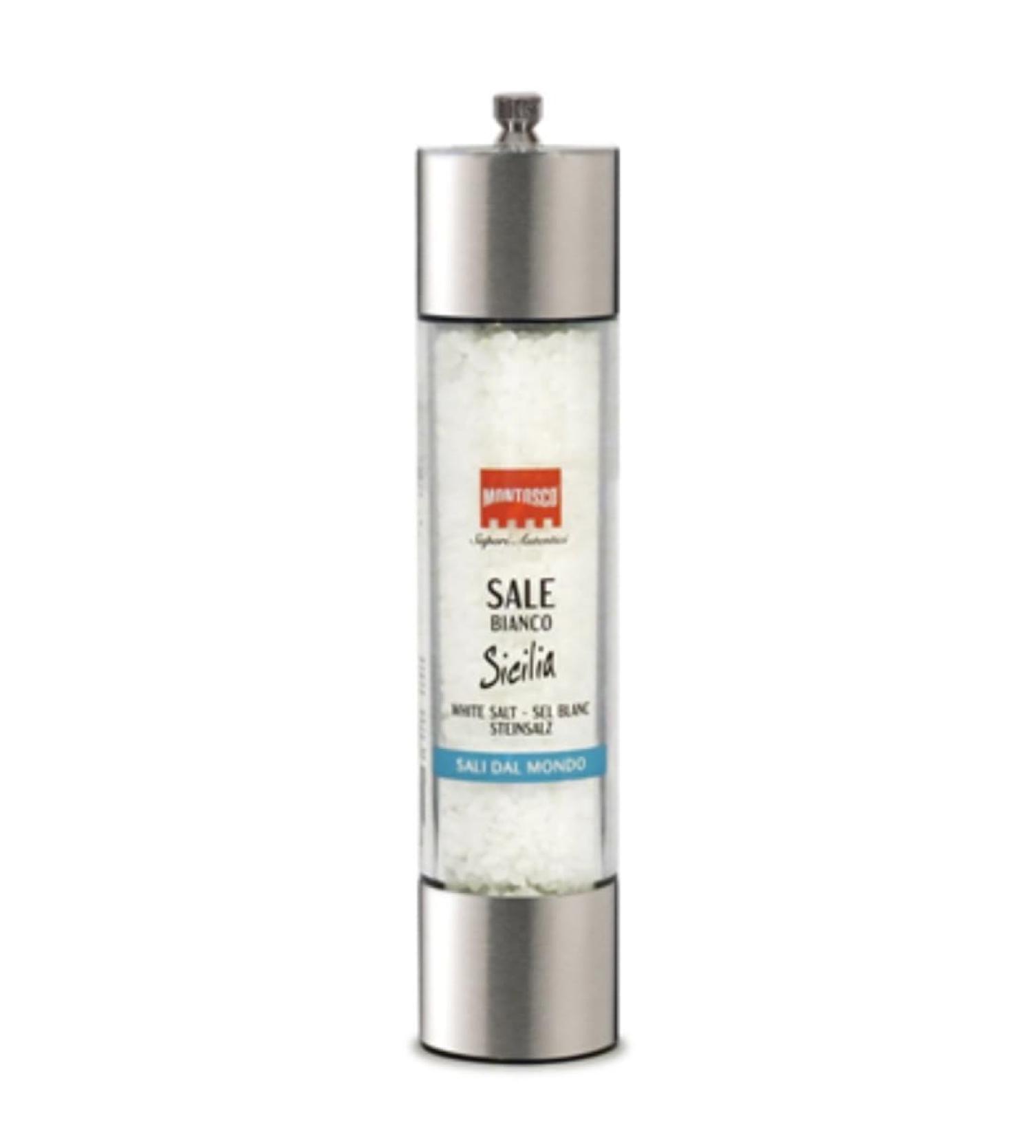 Montosco Himalayan White Salt Mill 270g - Sicilian White Salt 270g Black Pepper 125g - Crushed Chili Pepper Mill 70g - Offers of 1, 2 and 3 Units (1, Sicilian White Salt)