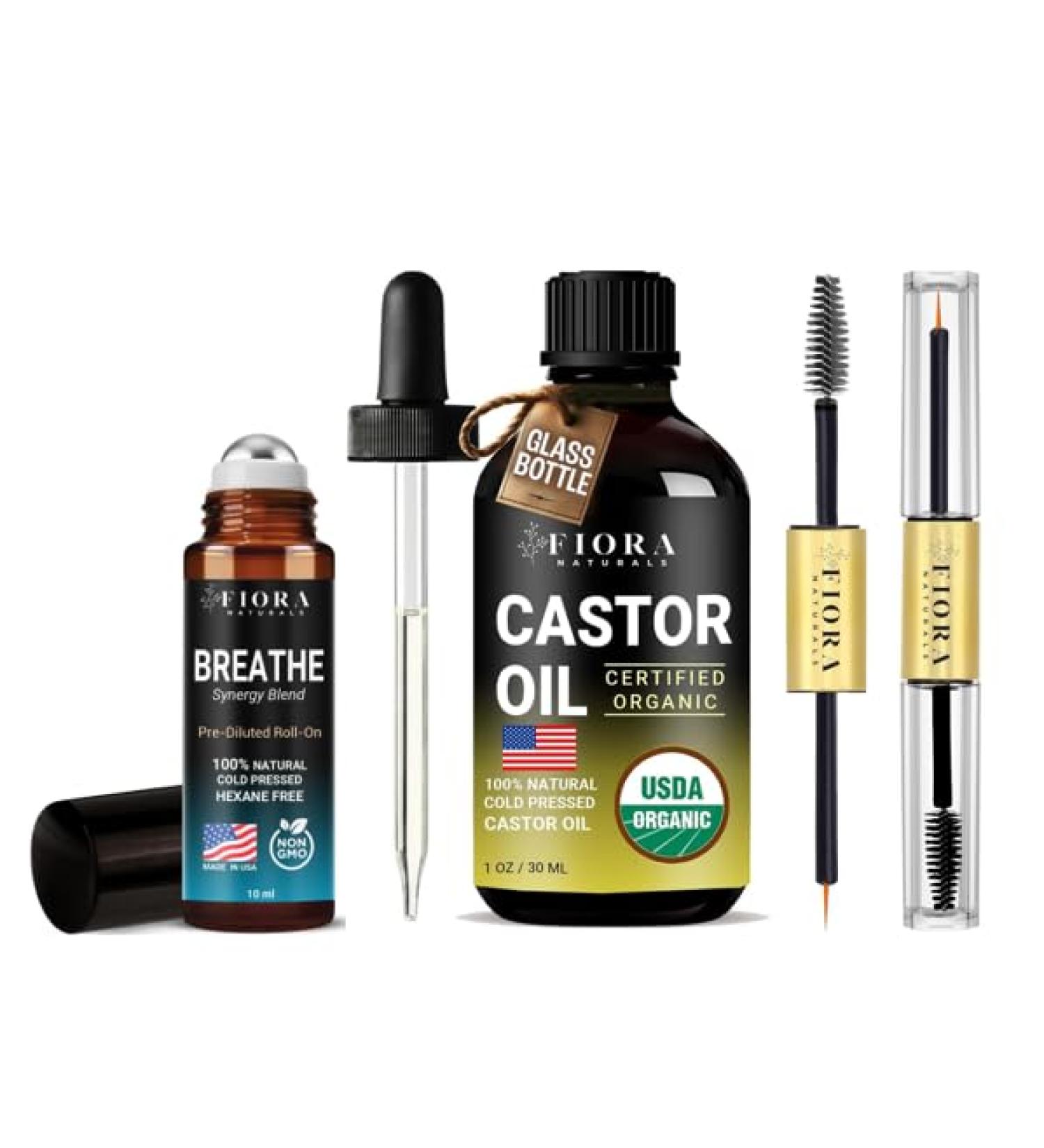Breathe Essential Oil Roll on 10 ml and Organic Castor Oil 30 ml - Buy Online on GoSupps.com