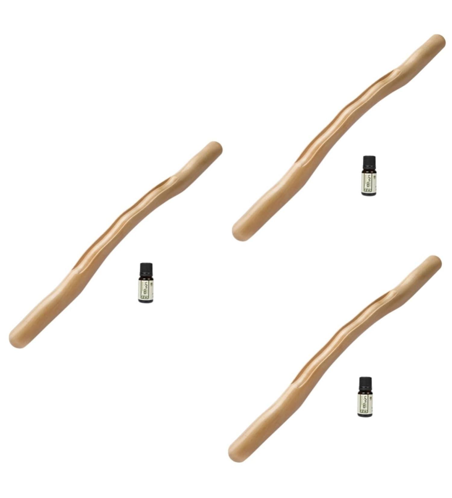 3-Piece Wooden Roller Stick Set for Women - Muscle Massage Stick for Legs & Face - Rosewood Log Scraping Device - Buy Online on GoSupps.com