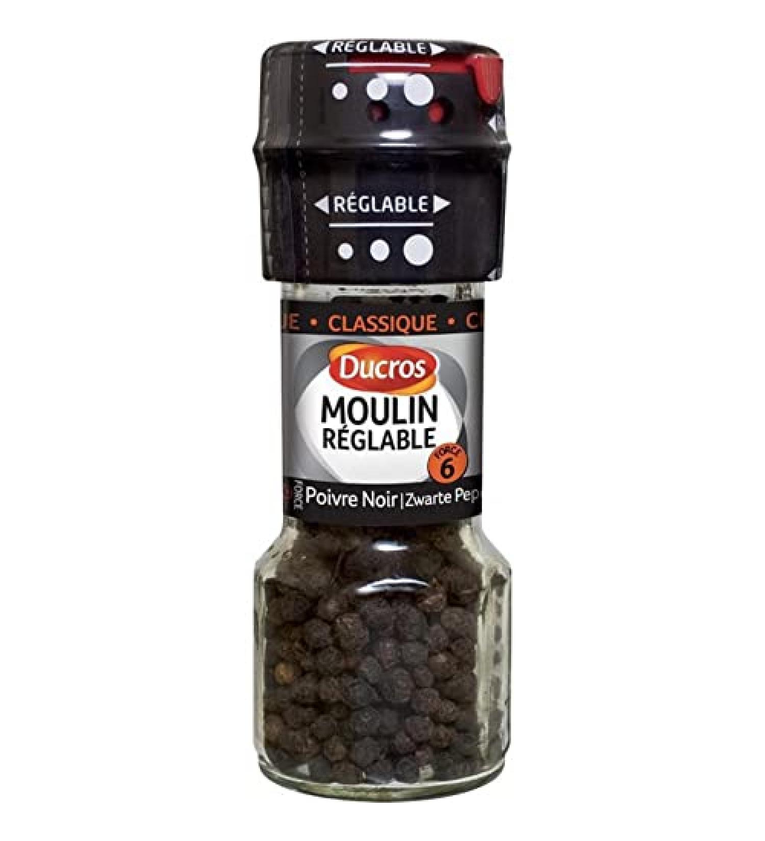 Ducros Adjustable Pepper Mill Classic Black 28g (Pack of 3)