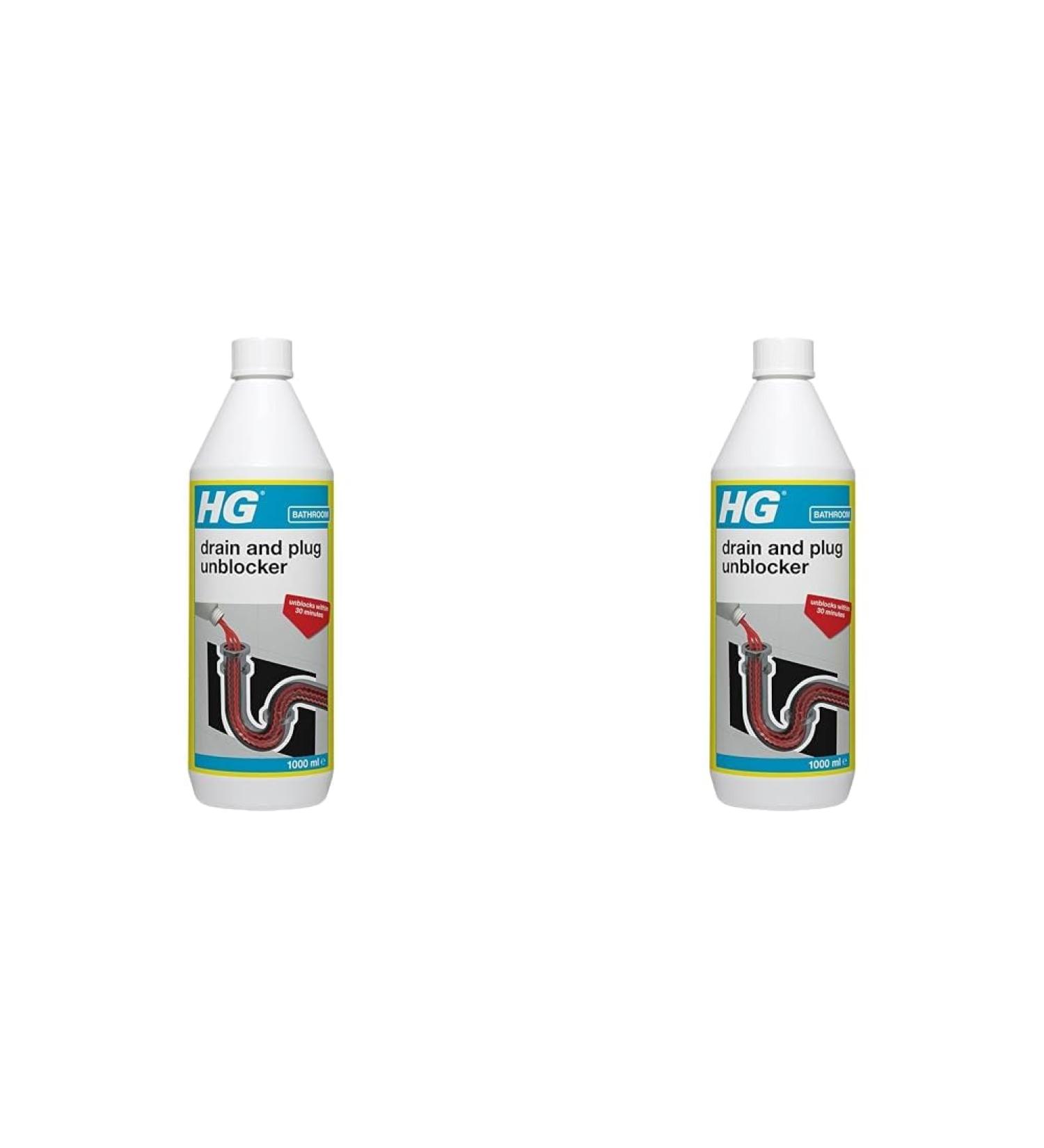 HG Drain and Plug Unblocker Effectively Removes Blockages Liquid Cleaner for Blocked Drain Pipes in Sinks or Shower Traps X2 Treatments 1L (Pack of 2) 1 l (Pack of 2) Drain and Plug Unblocker 1 l - Buy Online on GoSupps.com
