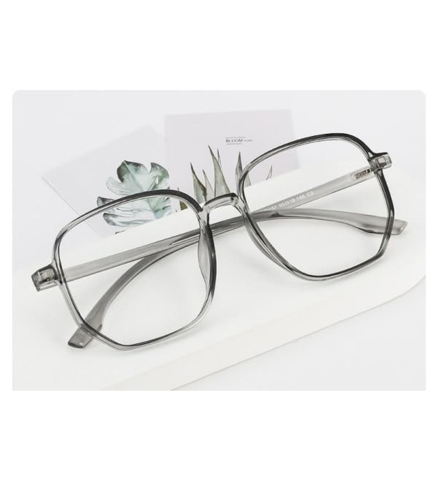 Fuqinqingoz Trendy Reading Glasses | Blue Light Blocking | Square Anti-UV Computer Readers | Oversized Flat Light Mirror | Color C5 +200 Size - Buy Online on GoSupps.com