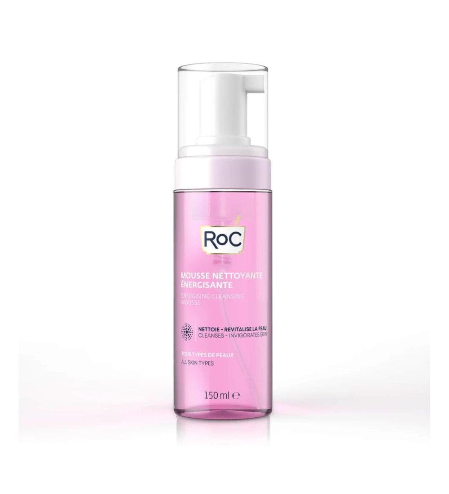 RoC - Energising Cleansing Mousse - Daily Revitalizing Cleanser for All Skin Types - Clean & Refreshed Skin - Minimises Allergy Risks - Glycerin-Based Formula with Mallow Flower Extract - 150 ml