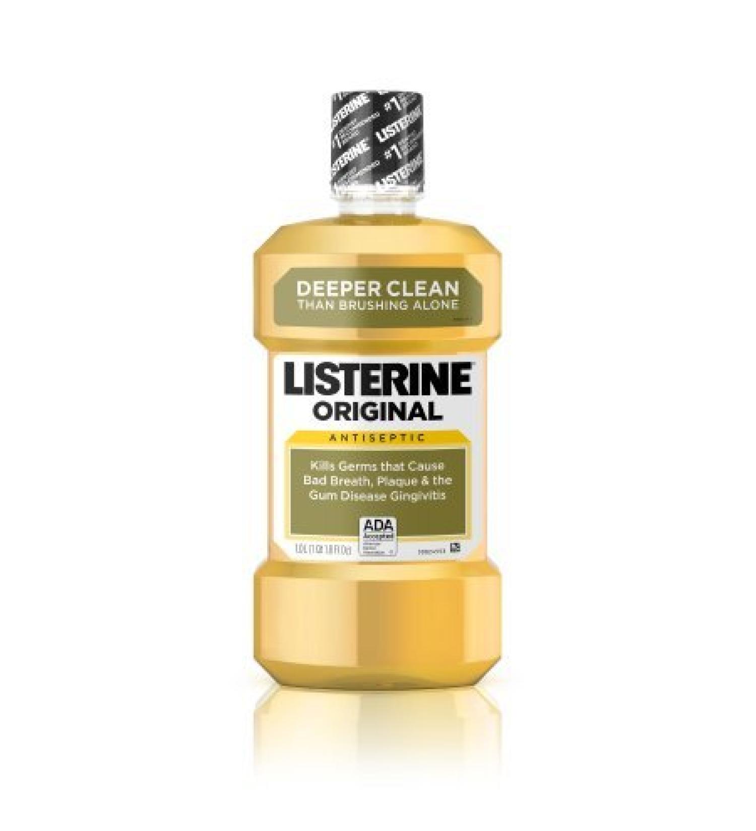 Listerine Original Oral Care Antiseptic Mouthwash with Germ-Killing Formula to Fight Bad Breath Plaque and Gingivitis 500 mL (Pack of 4)