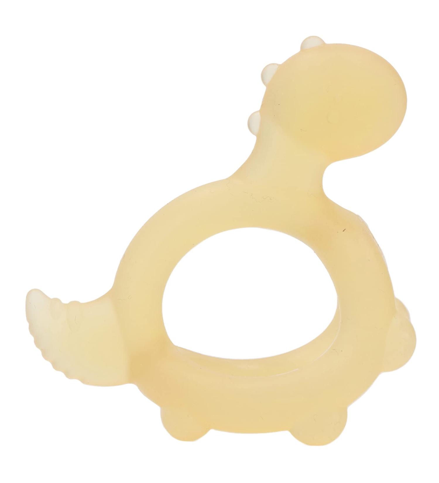 3D Dinosaur Shape Silicone Baby Teether Toy - Easy Grip, Reduce Finger Sucking - Nano Silver Pacifier Holder for Newborns - Buy Online on GoSupps.com