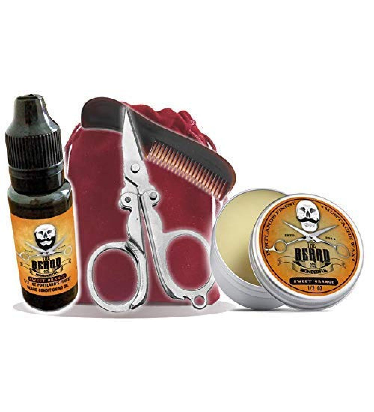 Mousetache Growing Kit in a Bag - Beard Oil Mustache Wax Pocket Beard Comb Mini Scissors in Drawstring Bag (Sweet Orange) - Buy Online on GoSupps.com